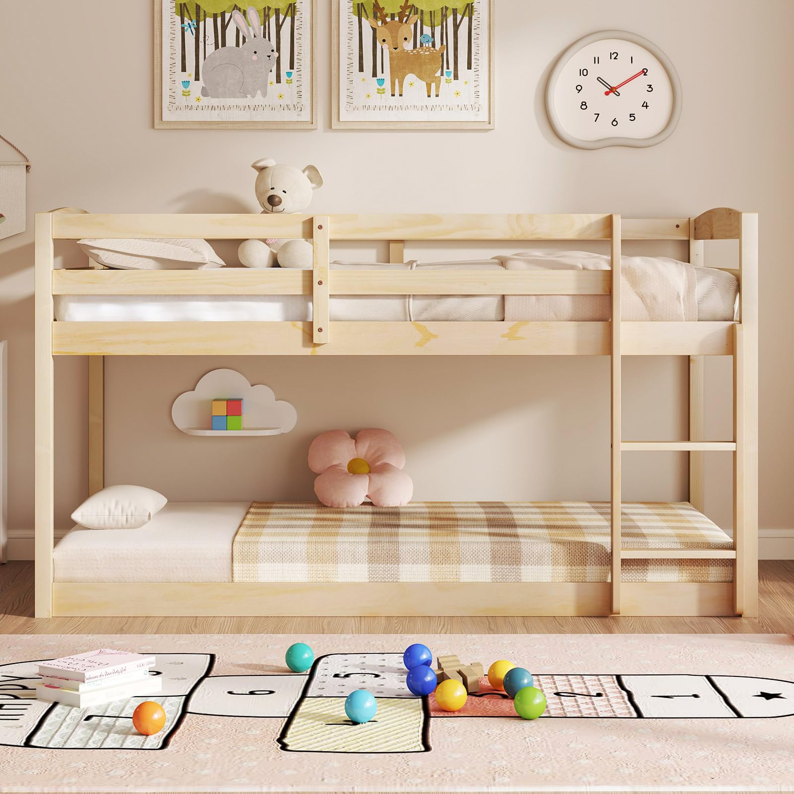 KOMFOTT Low Bunk Bed Twin Over Twin
