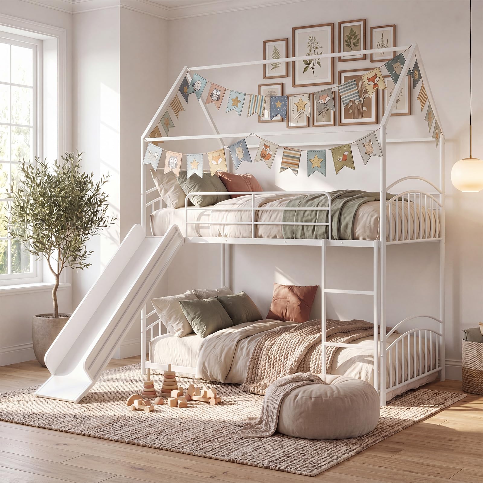 KOMFOTT Bunk Bed Twin Over Twin Metal Bed Frame