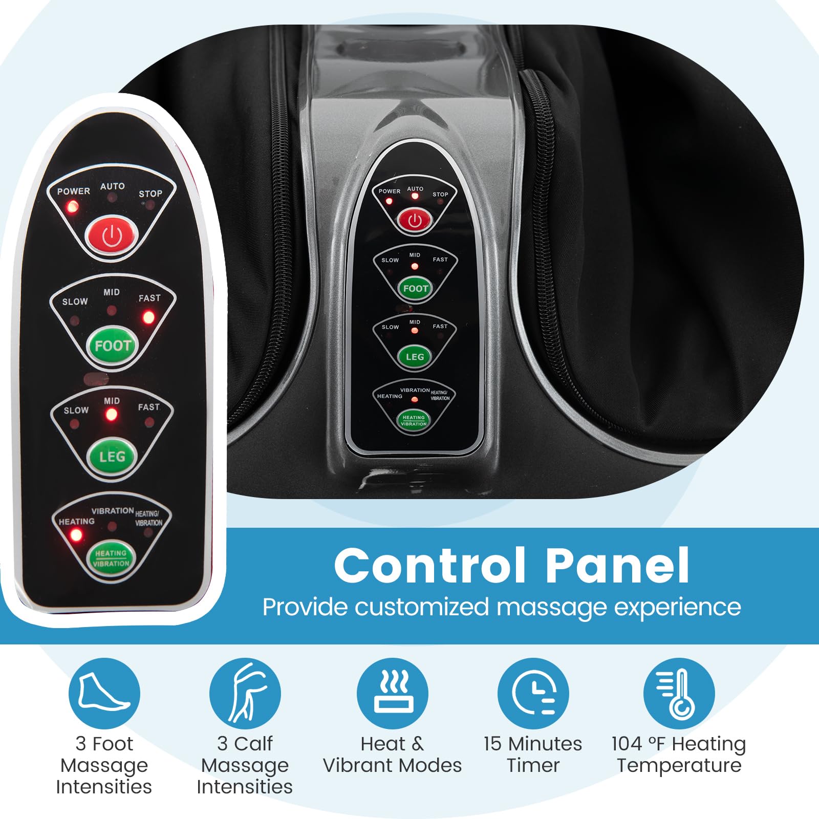 KOMFOTT Foot and Calf Massager with Heat, Shiatsu Foot Massager Machine with Vibration, Deep Kneading, 3-Level Intensity Modes