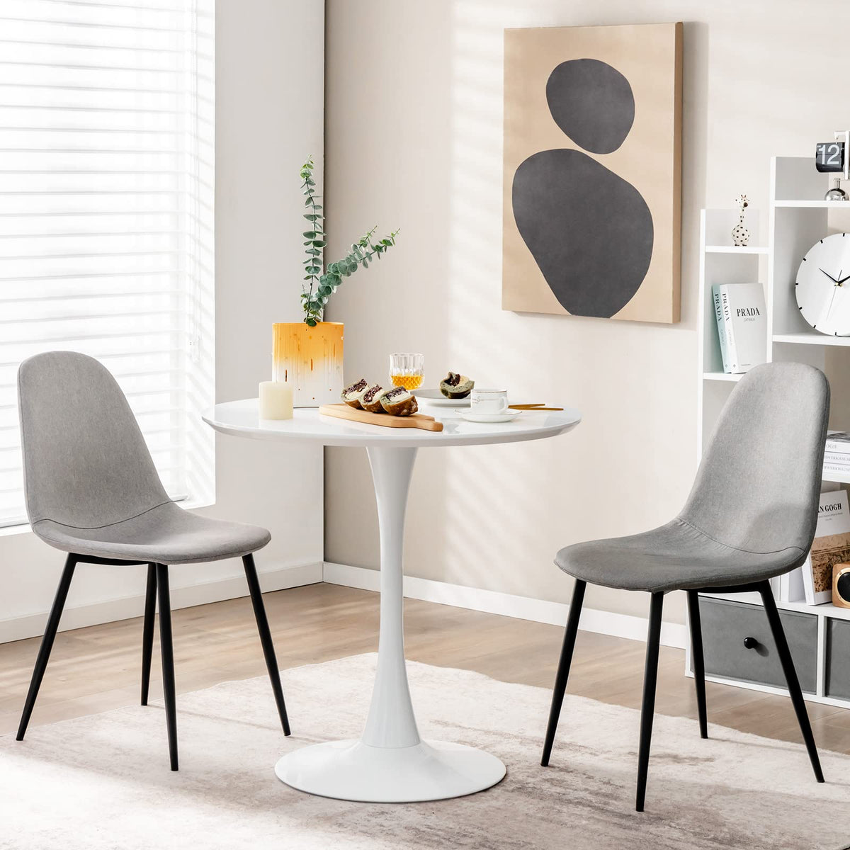 KOMFOTT Round Dining Table, 32" Modern Tulip Kitchen Table with 0.9” Thickened Tabletop & Sturdy Metal Pedestal