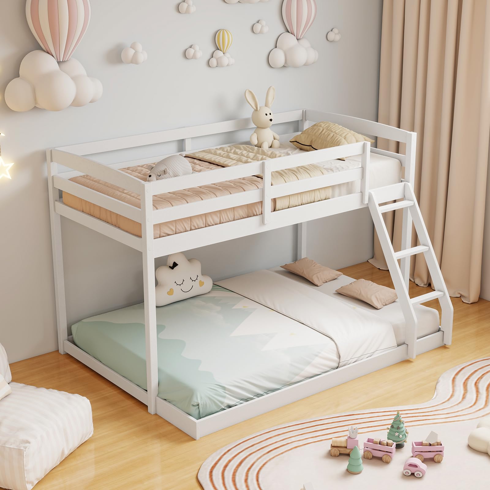 KOMFOTT Low Bunk Bed Twin Over Full