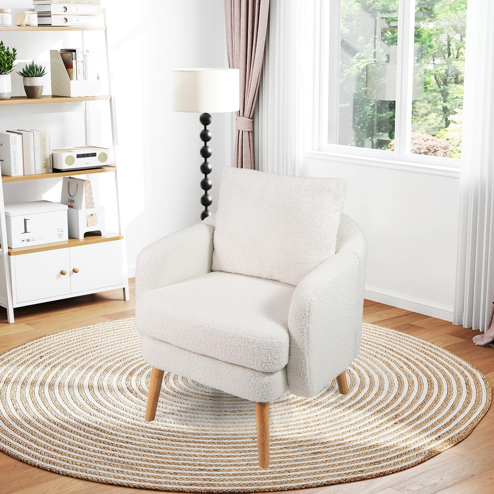 KOMFOTT Sherpa Accent Chair Upholstered Armchair with Seat Cushion