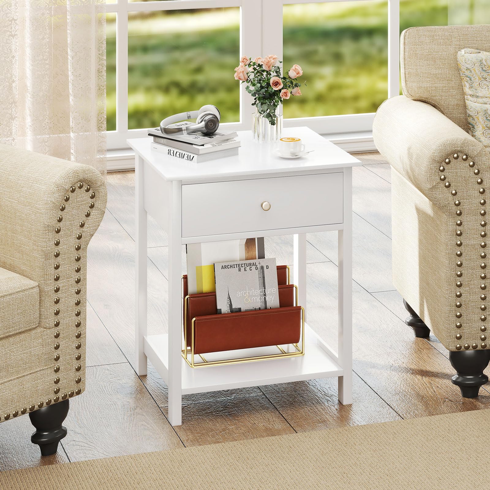KOMFOTT Wood Nightstand with Drawer