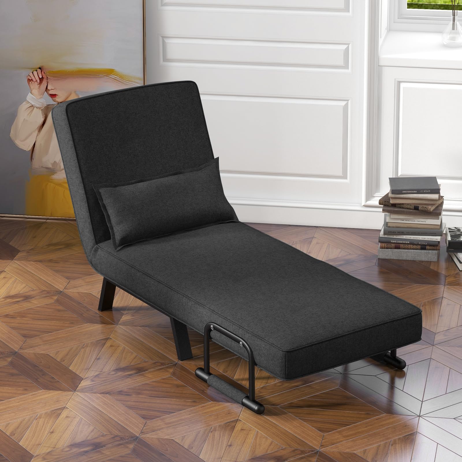 KOMFOTT Convertible Sleeper Chair Bed with Pillow, 4-in-1 Folding Sofa Bed with 6-Position Adjustable Backrest