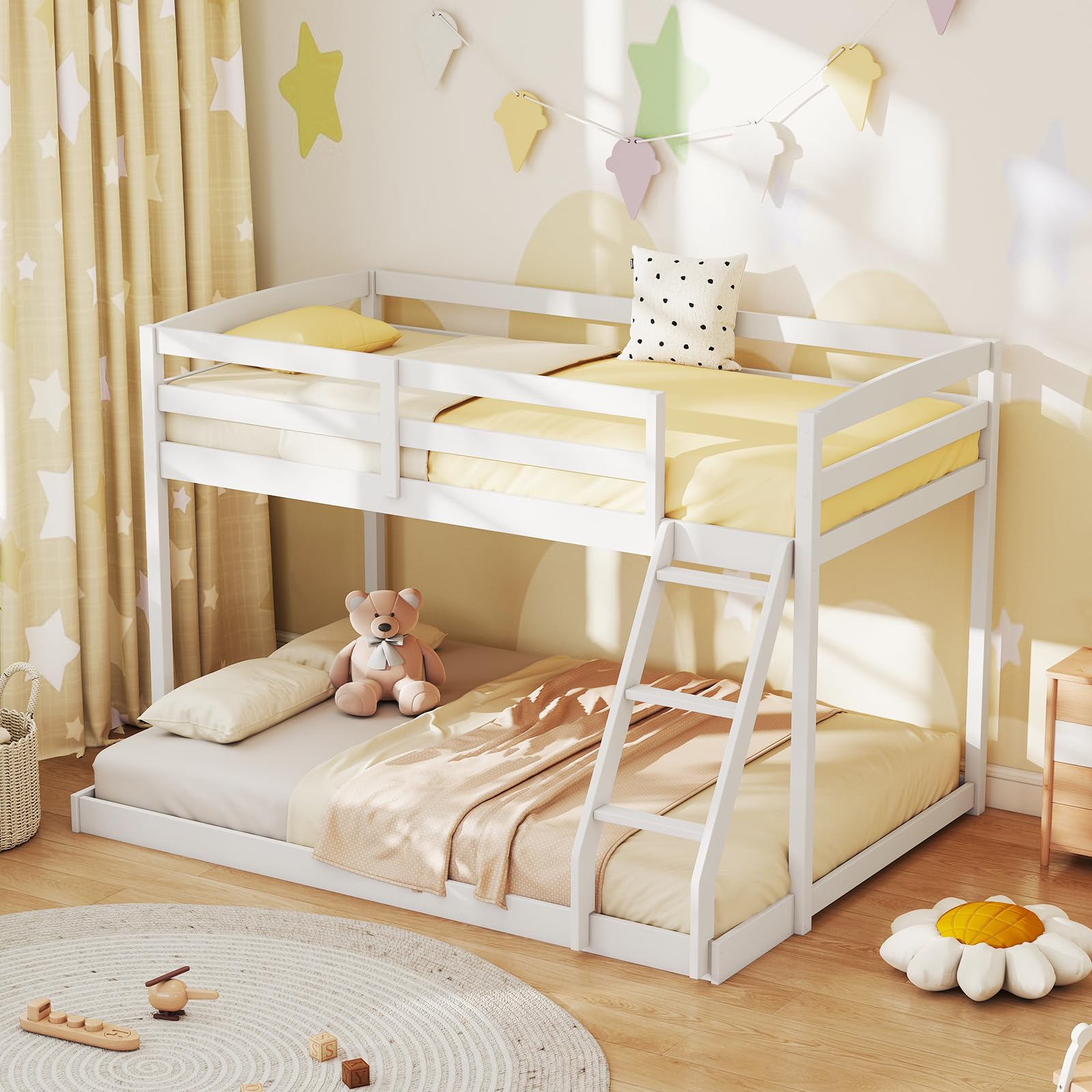 KOMFOTT Low Bunk Bed Twin Over Full