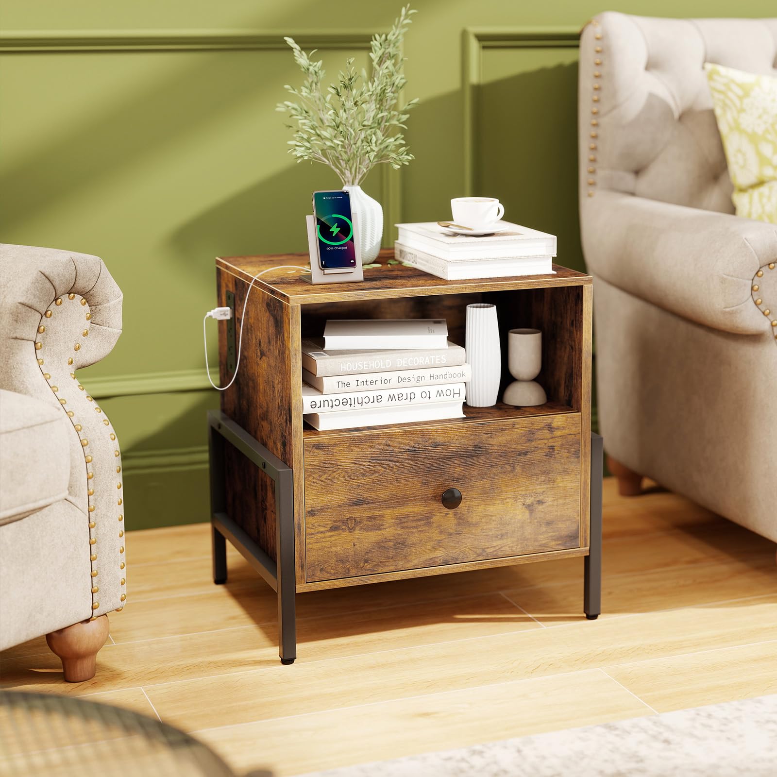 KOMFOTT Nightstand with Charging Station(1/2)