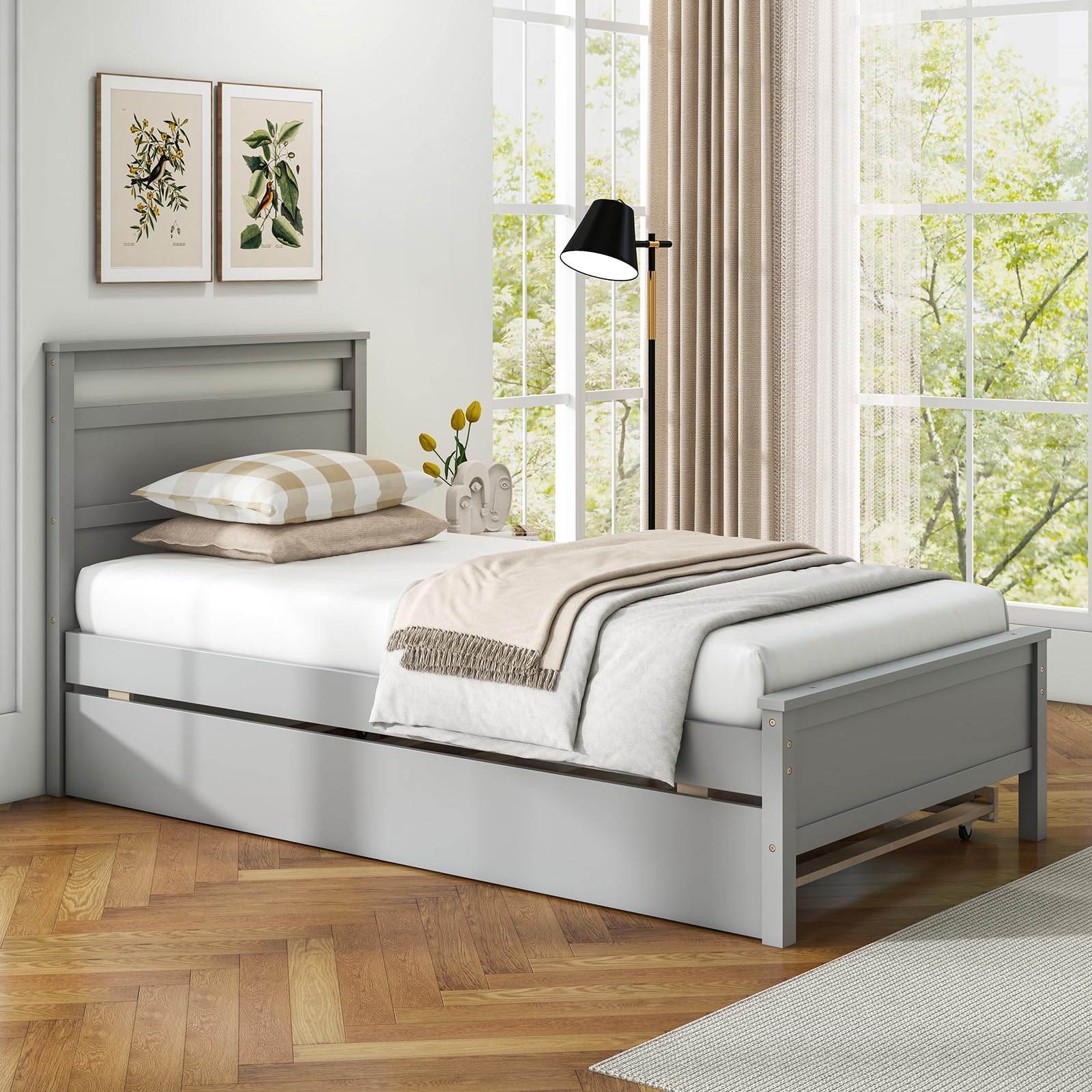 KOMFOTT Twin Bed Frame with Trundle