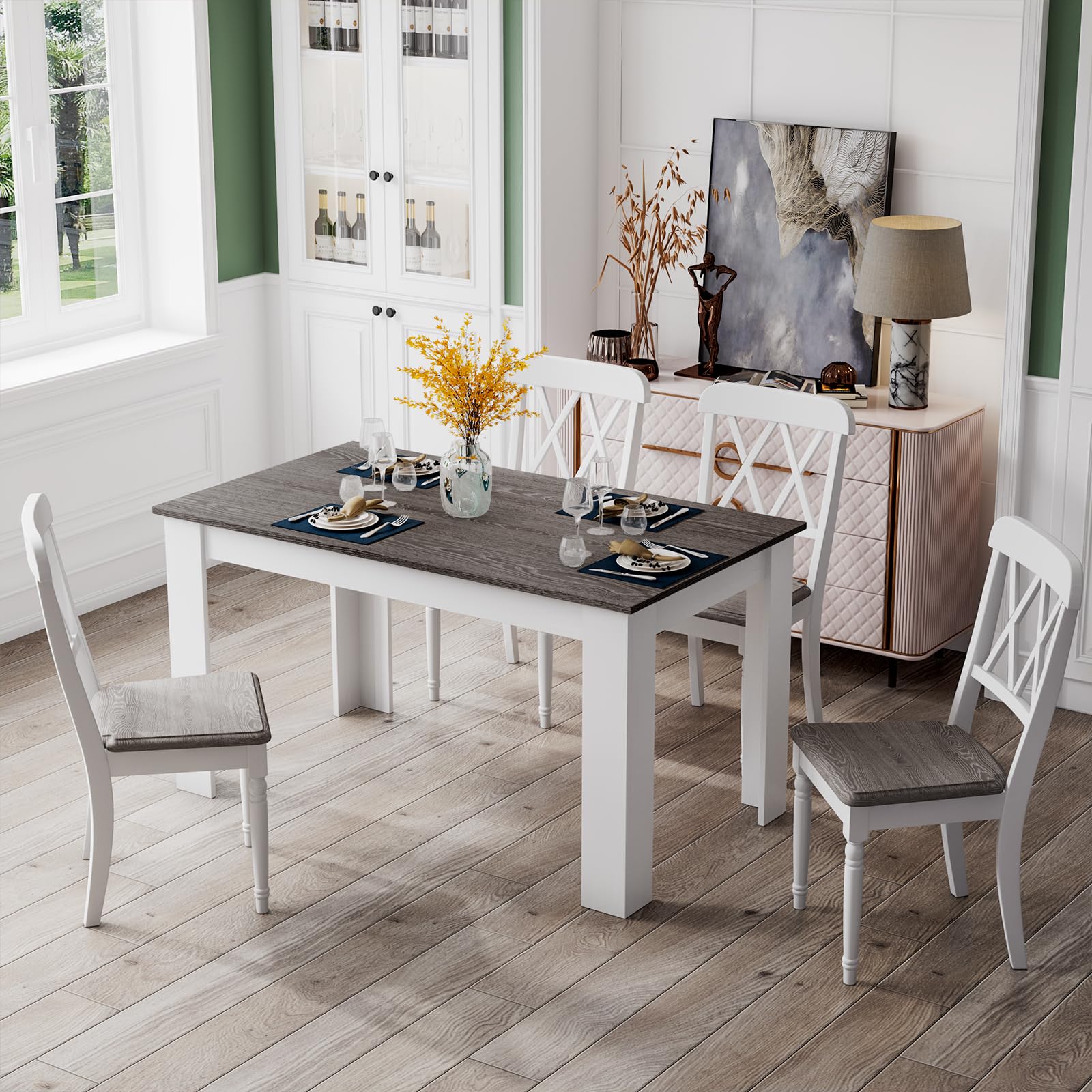 KOMFOTT Wooden Dining Table, Modern Kitchen Table for 4, 47" L x 28" W x 30" H