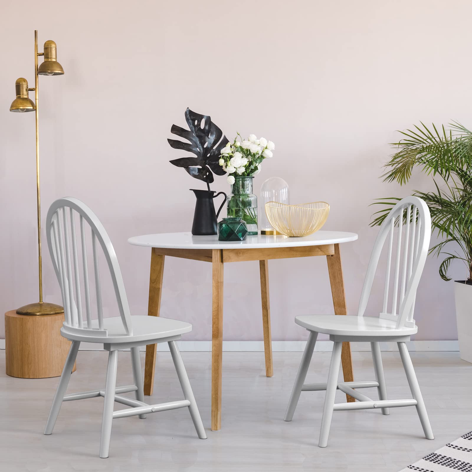 KOMFOTT Set of 2/4 Windsor Chairs, Kitchen Dining Chairs with Backrest