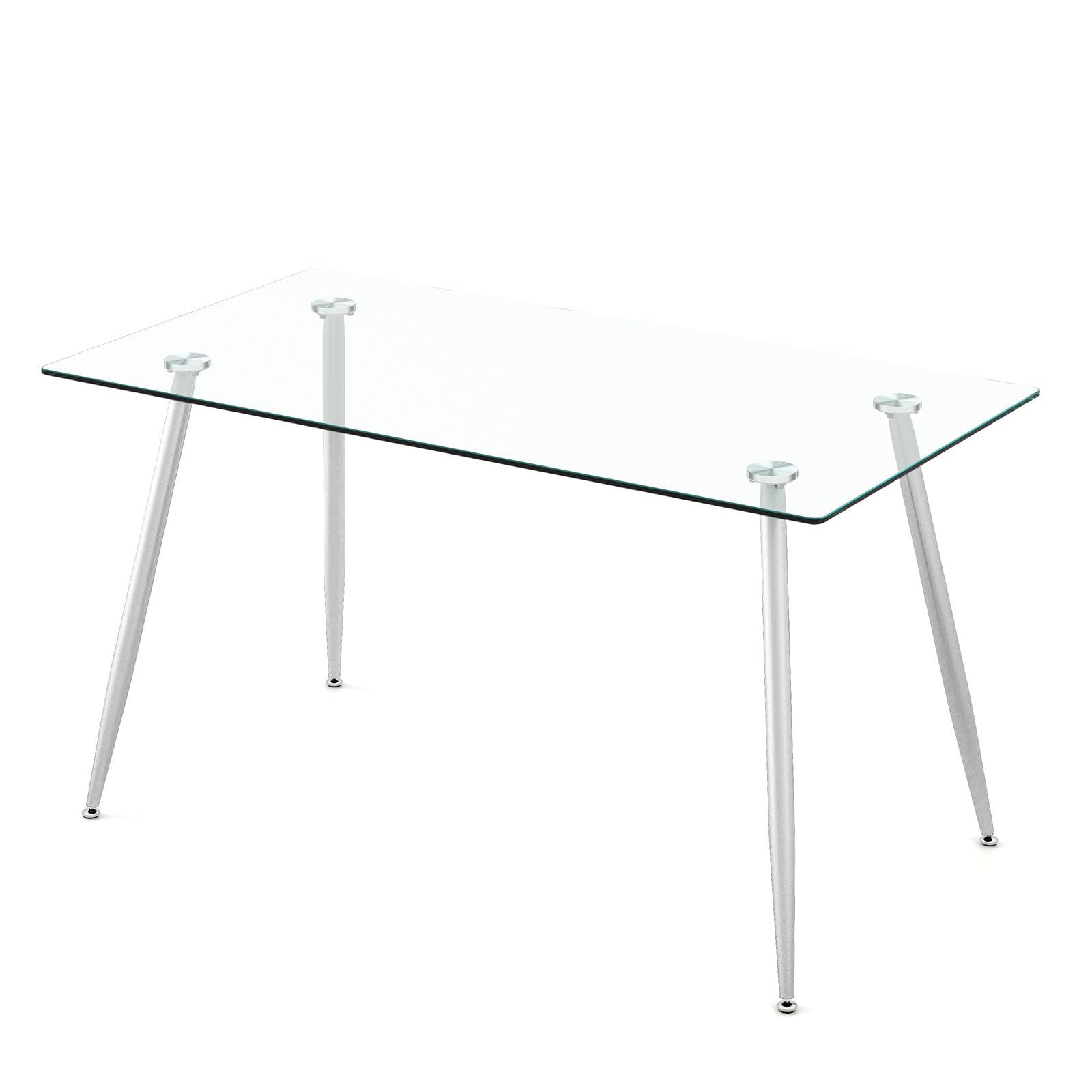 KOMFOTT Glass Dining Table, Modern Rectangular Table with Spacious Tempered Glass Tabletop
