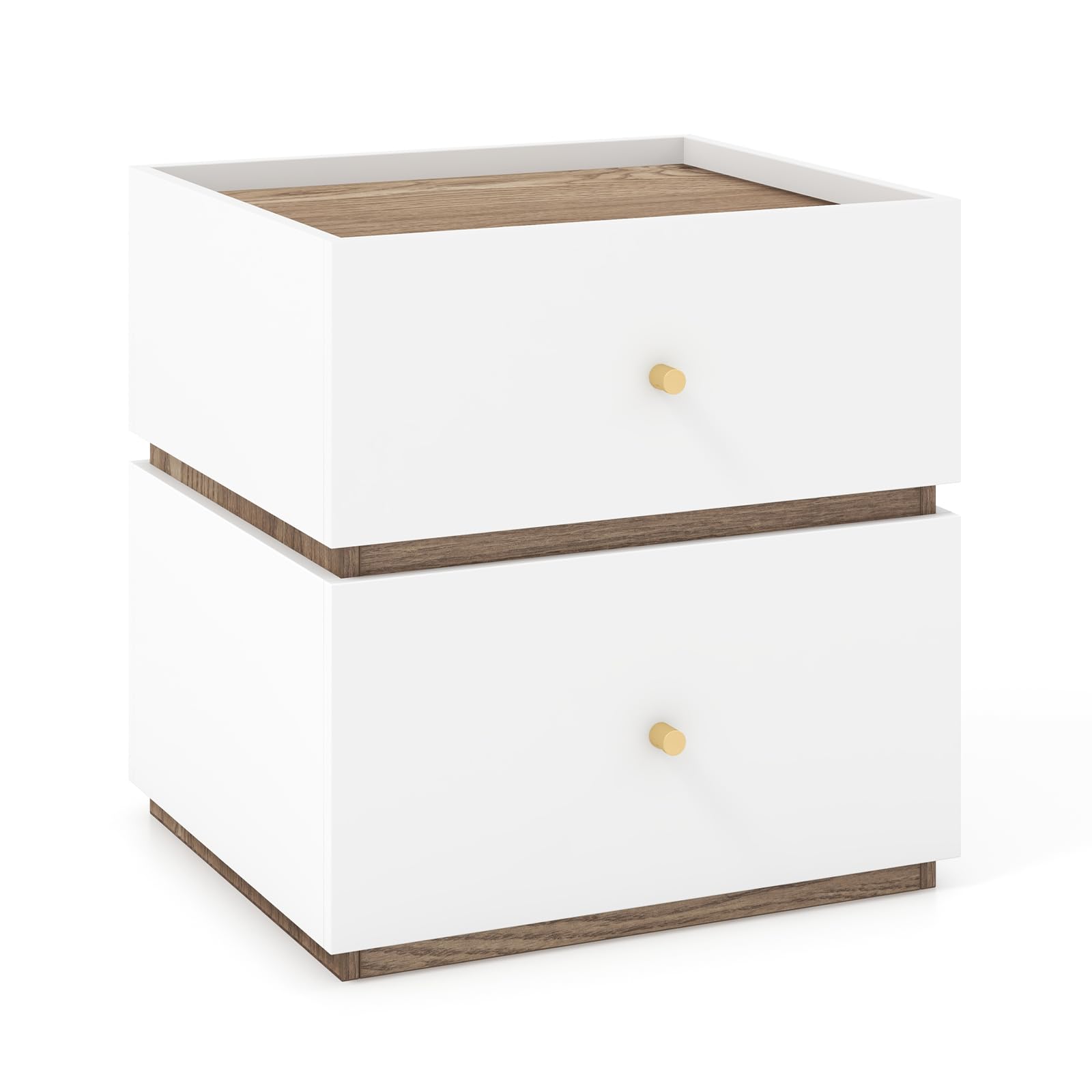 KOMFOTT White Nightstand Wooden Bed Side Table