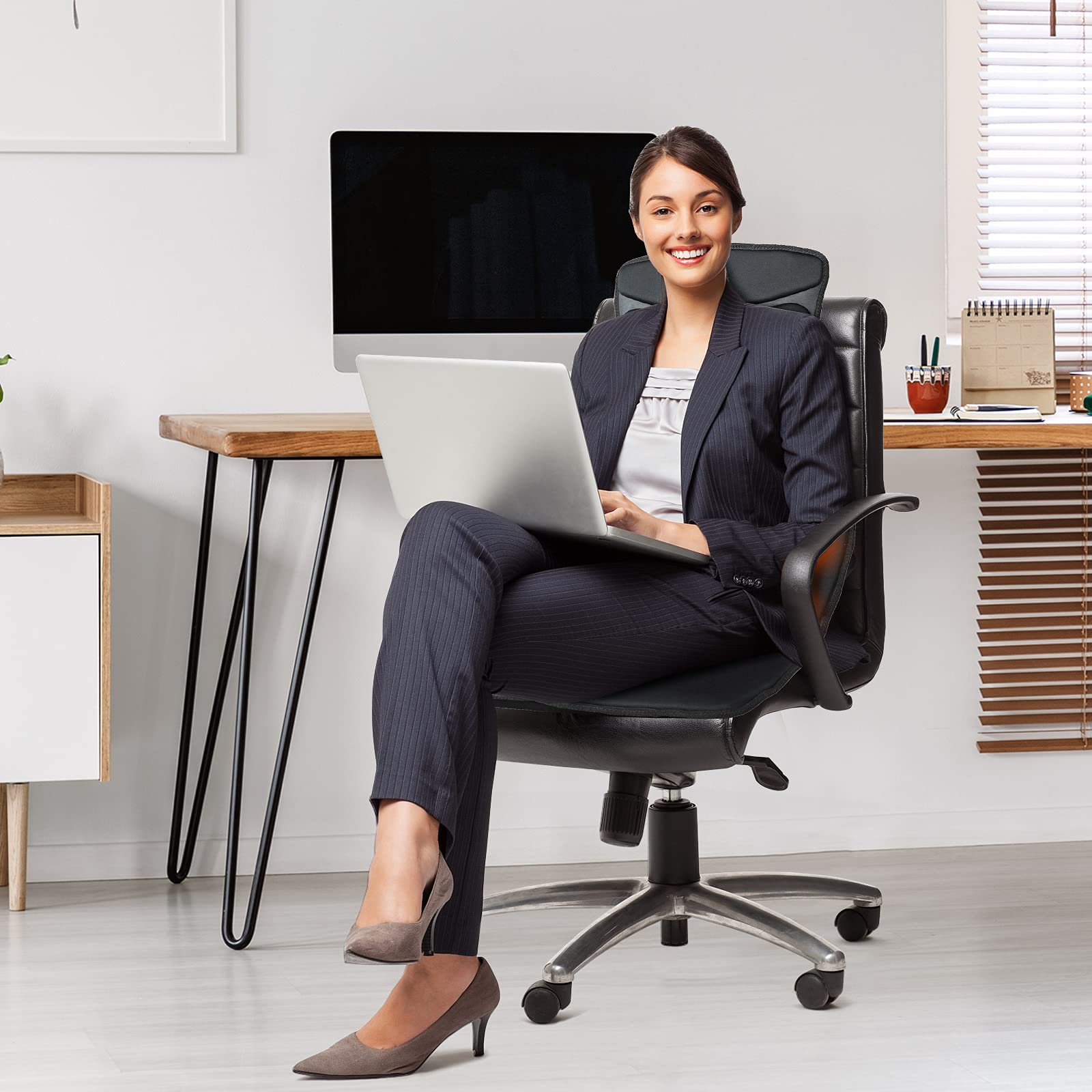 KOMFOTT Massage Seat Cushion Back Massager with Heat Chair Massager, 10 Vibration Nodes & 2 Heat Pads