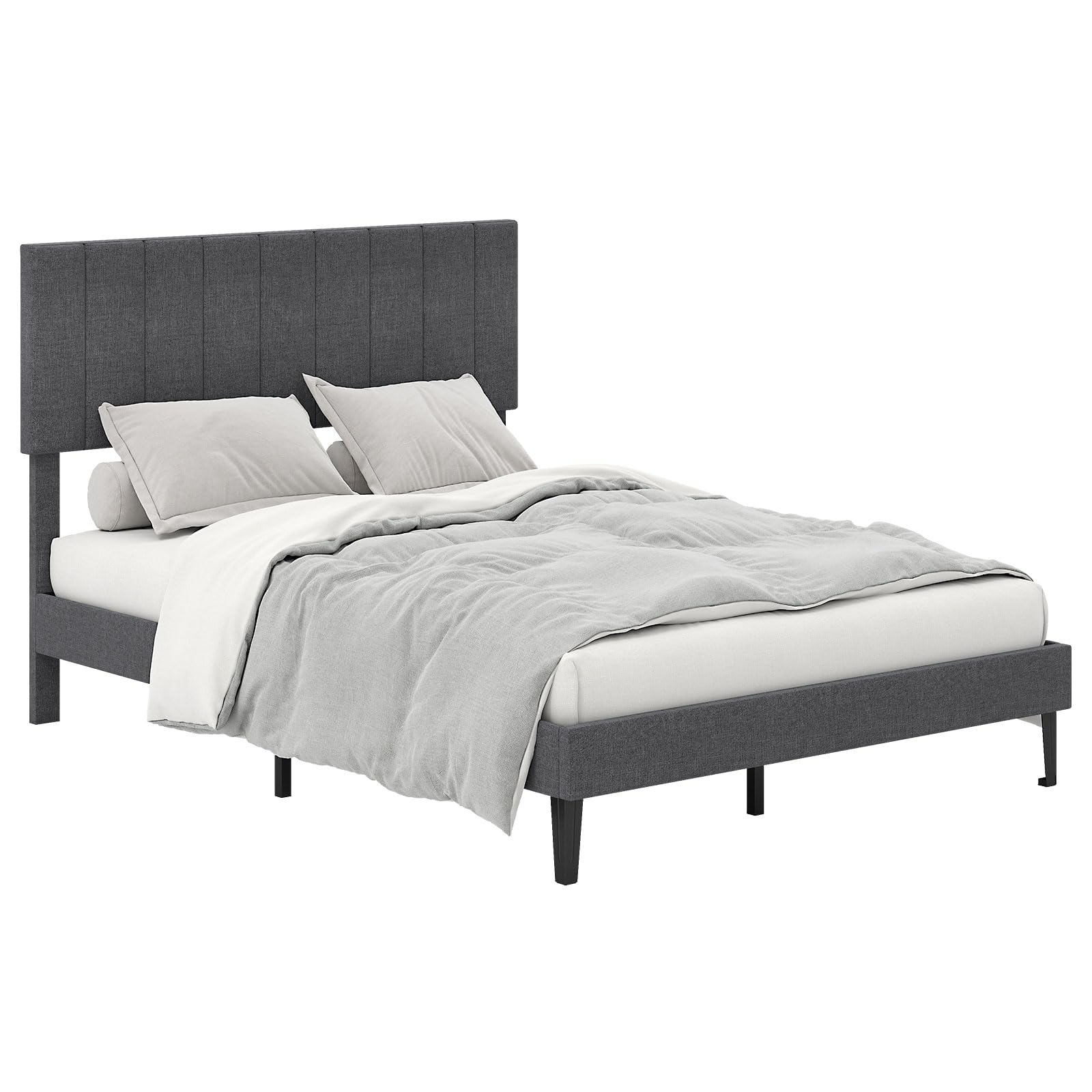 KOMFOTT Full/Queen Size Linen Upholstered Bed Frame