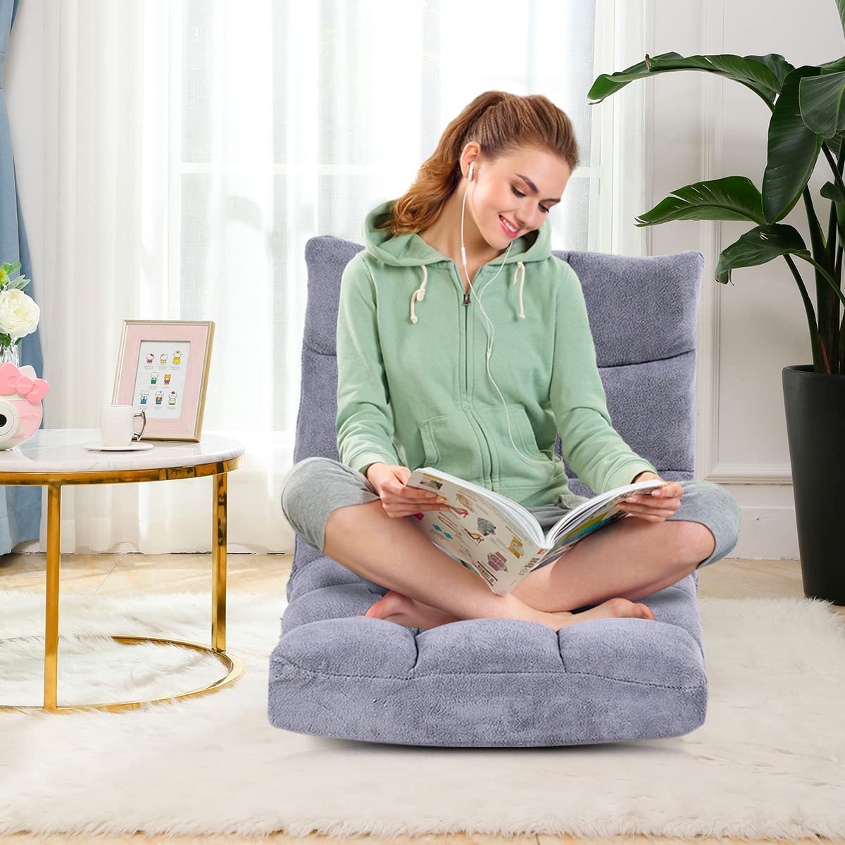 KOMFOTT Floor Chair, Video Gaming Chairs with Back Support, Adjustable 14-Position