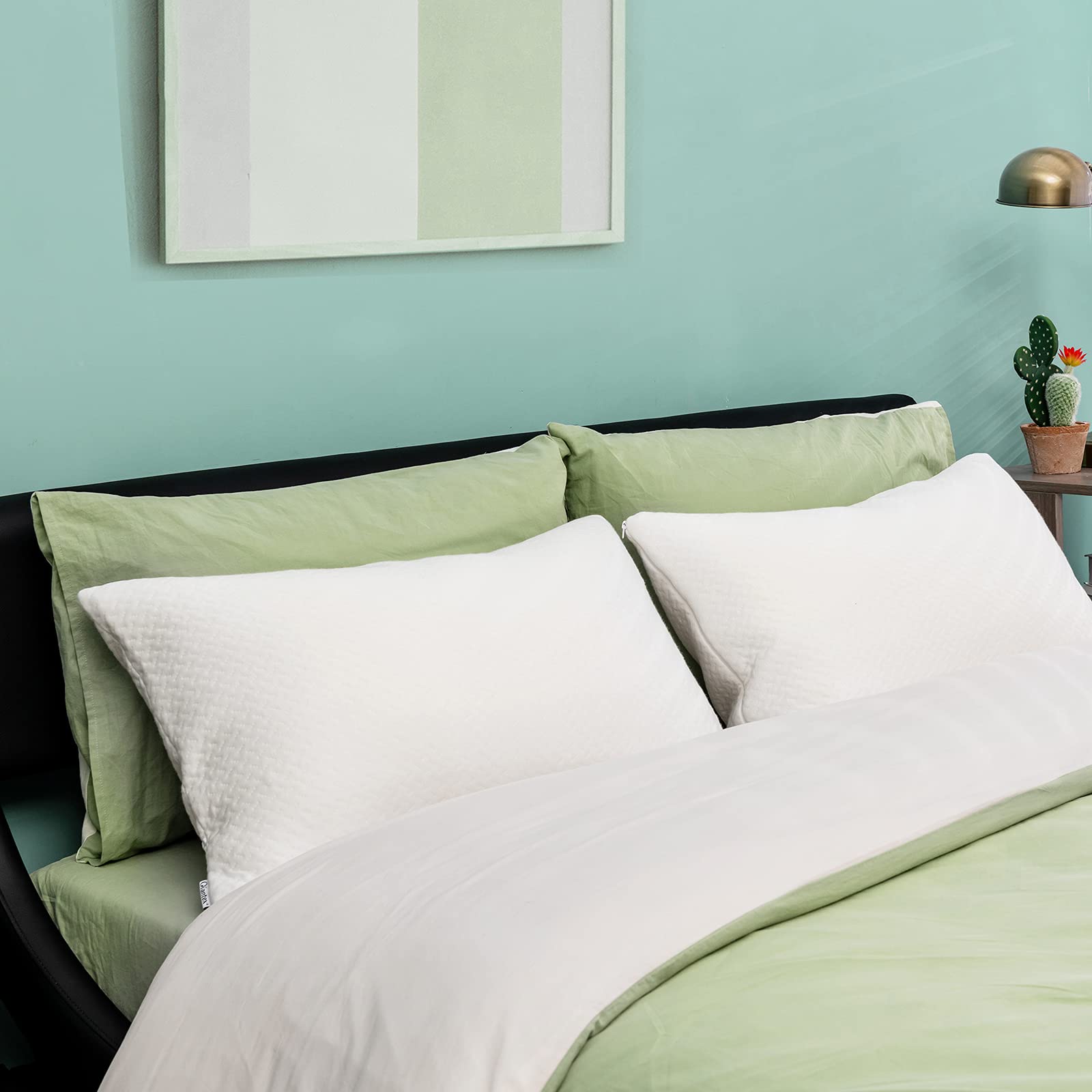 KOMFOTT 2 Pack Shredded Memory Foam Pillows with Zippered Washable Case Cover