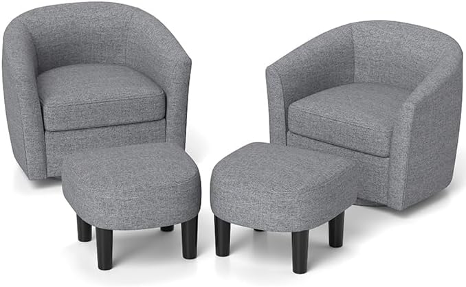 KOMFOTT Swivel Barrel Chair with Ottoman
