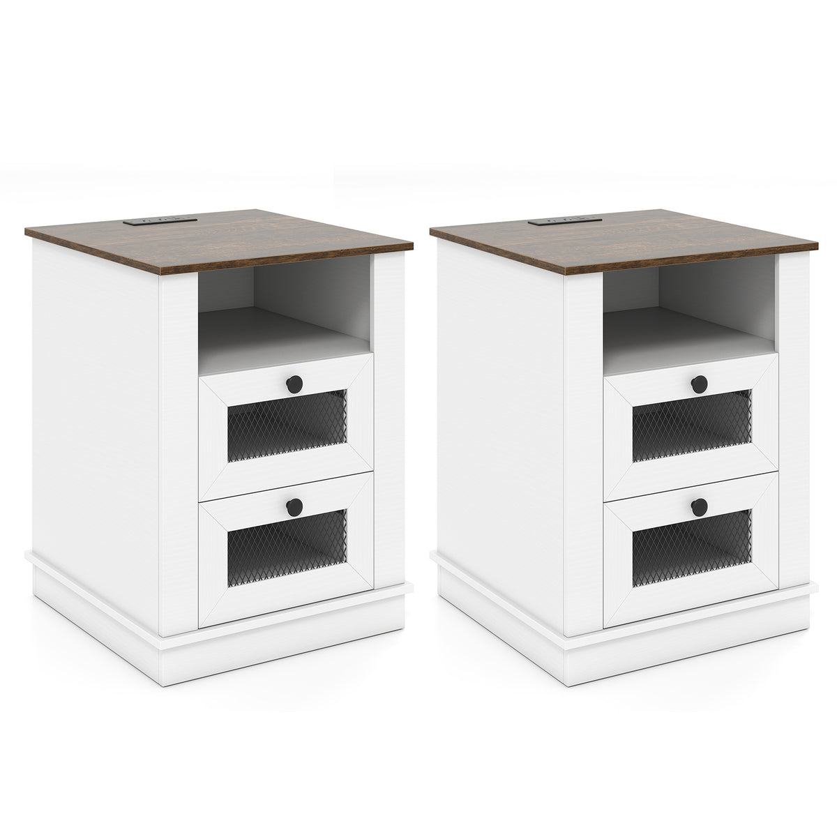KOMFOTT Nightstand with Charging Station Night Stand with 2 Drawers(1/2)