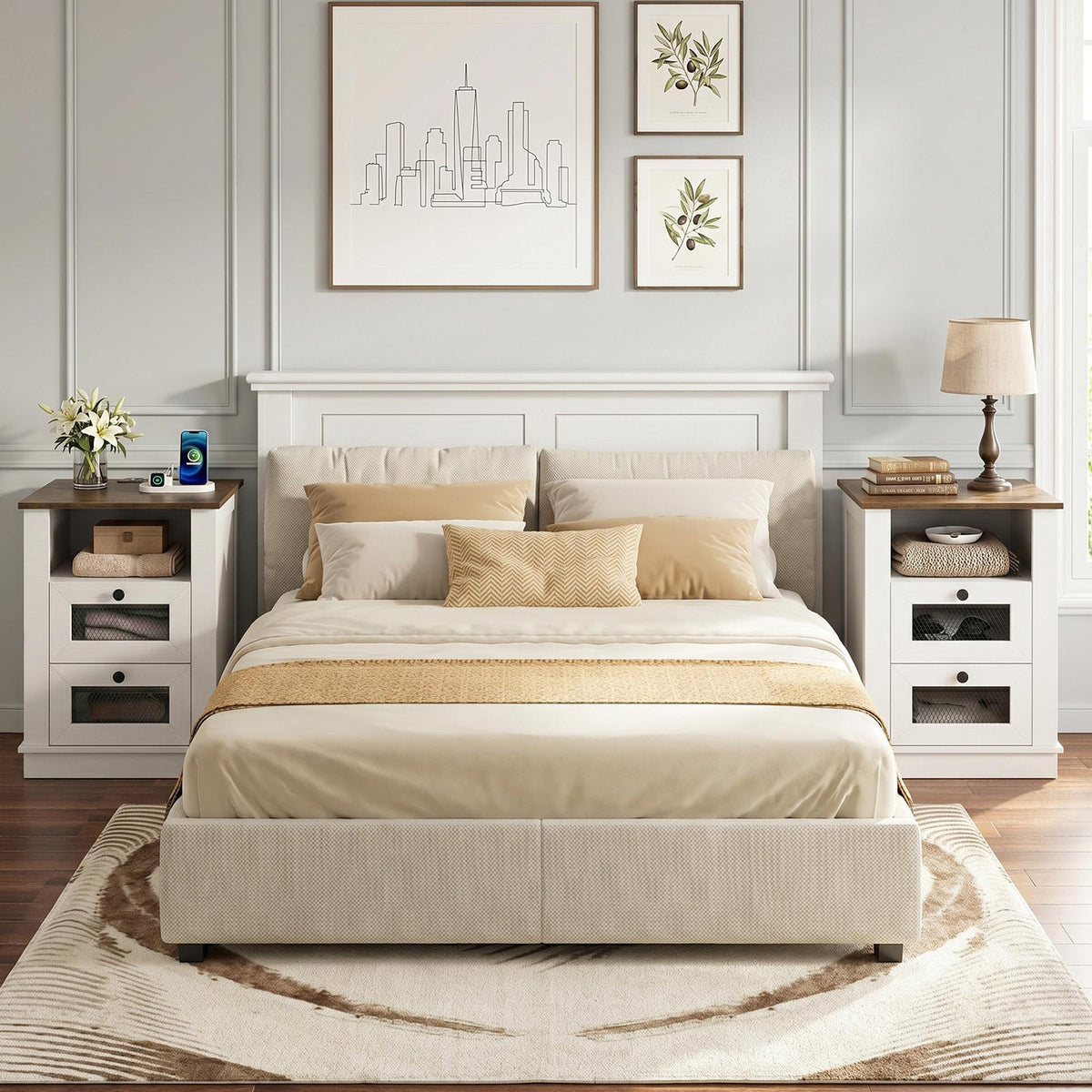 KOMFOTT Nightstand with Charging Station Night Stand with 2 Drawers(1/2)