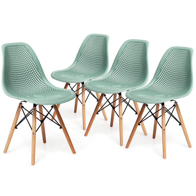 KOMFOTT Set of 4 Modern Dining Chairs, Outdoor Indoor Shell PP Lounge Side Chairs