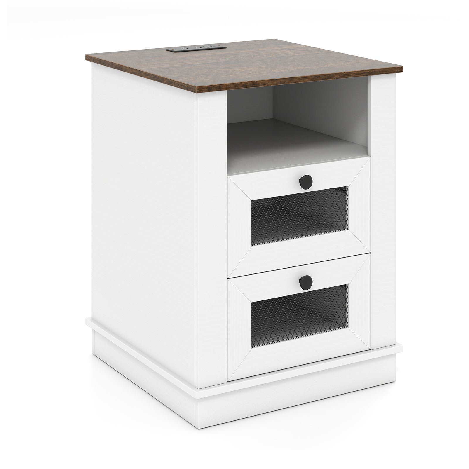KOMFOTT Nightstand with Charging Station Night Stand with 2 Drawers(1/2)