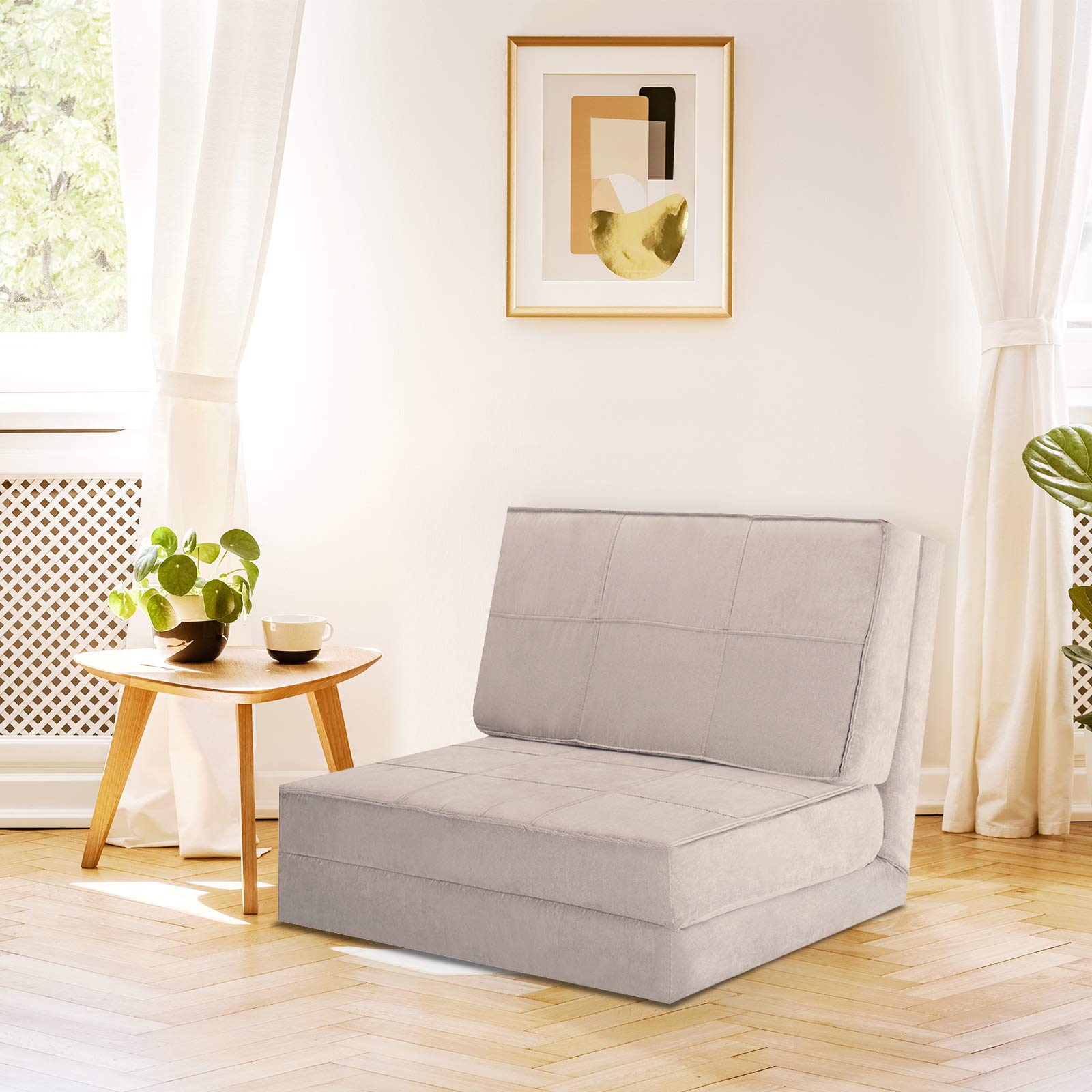 KOMFOTT 5-Position Adjustable Convertible Flip Chair, Sleeper Dorm Game Bed Couch Lounger Sofa Chair Mattress