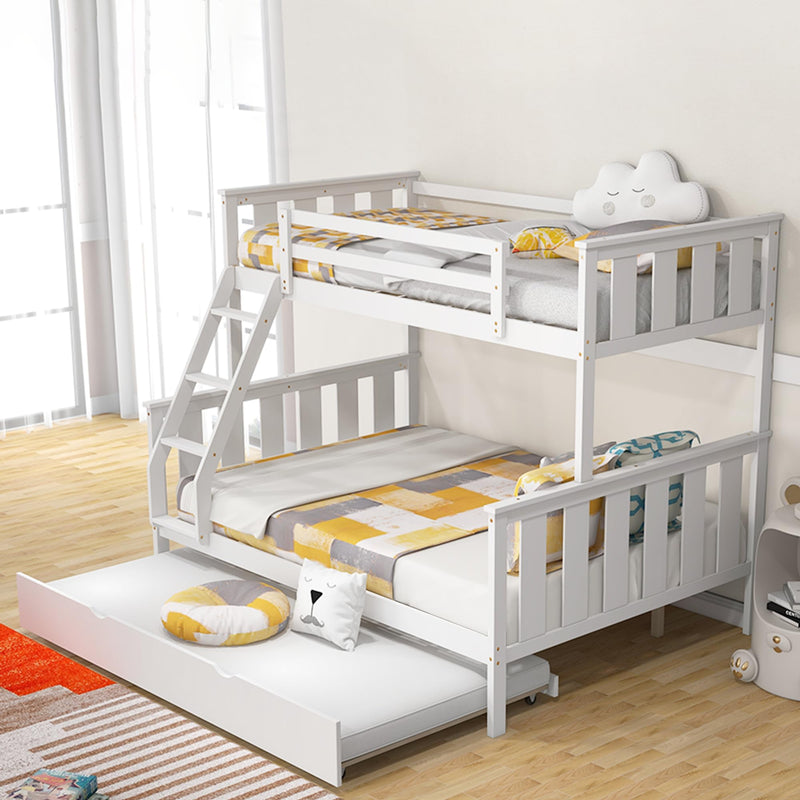 KOMFOTT Wood Twin Over Full Bunk Bed with Trundle