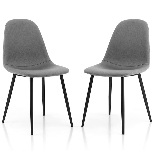 Modern Dining Chairs Set of 2 - Classic Comfy Upholstered 17” High Backrest Linen Dining Room Chairs