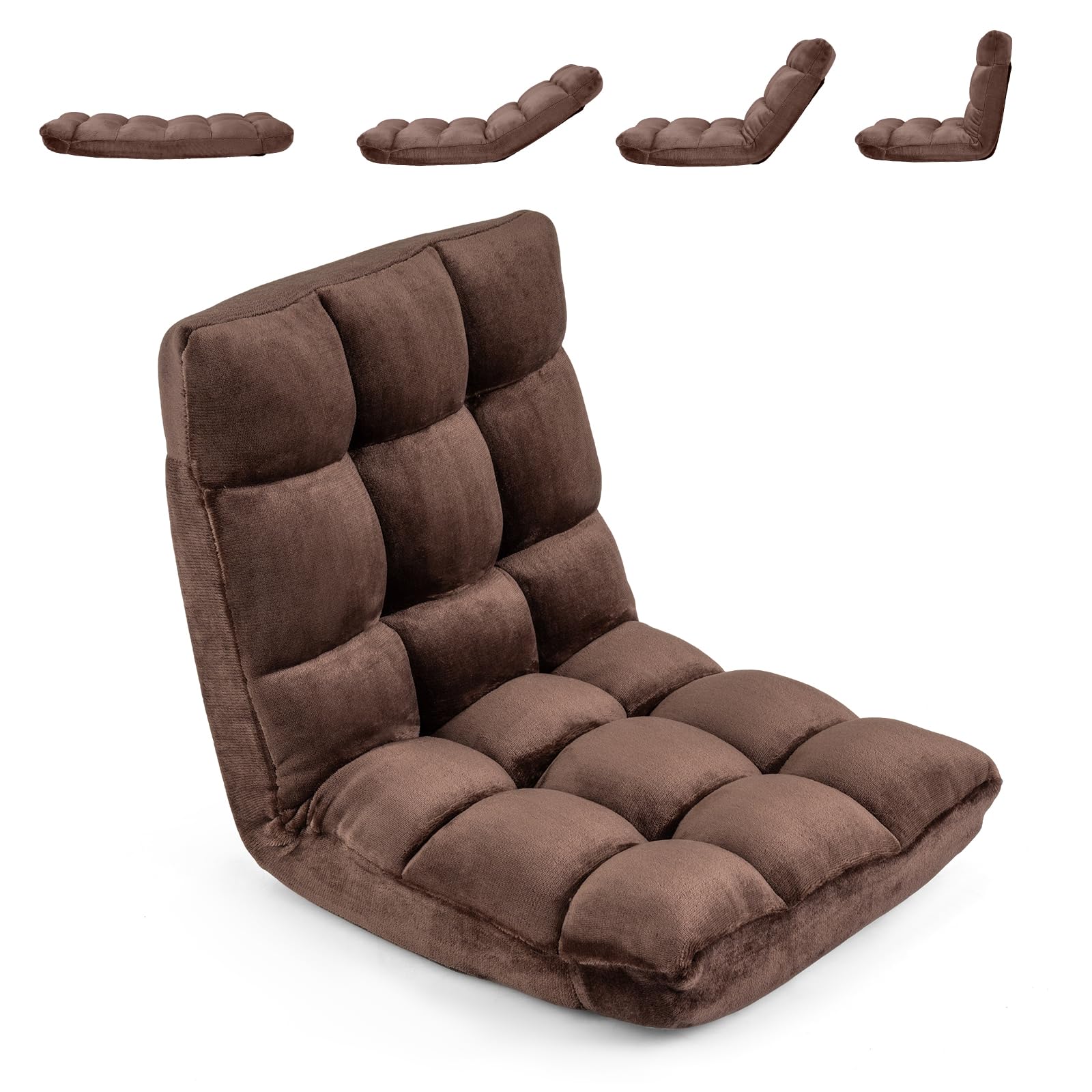 KOMFOTT Floor Chair with Back Support, Foldling Gaming Sofa Chair with Comfy Cushion
