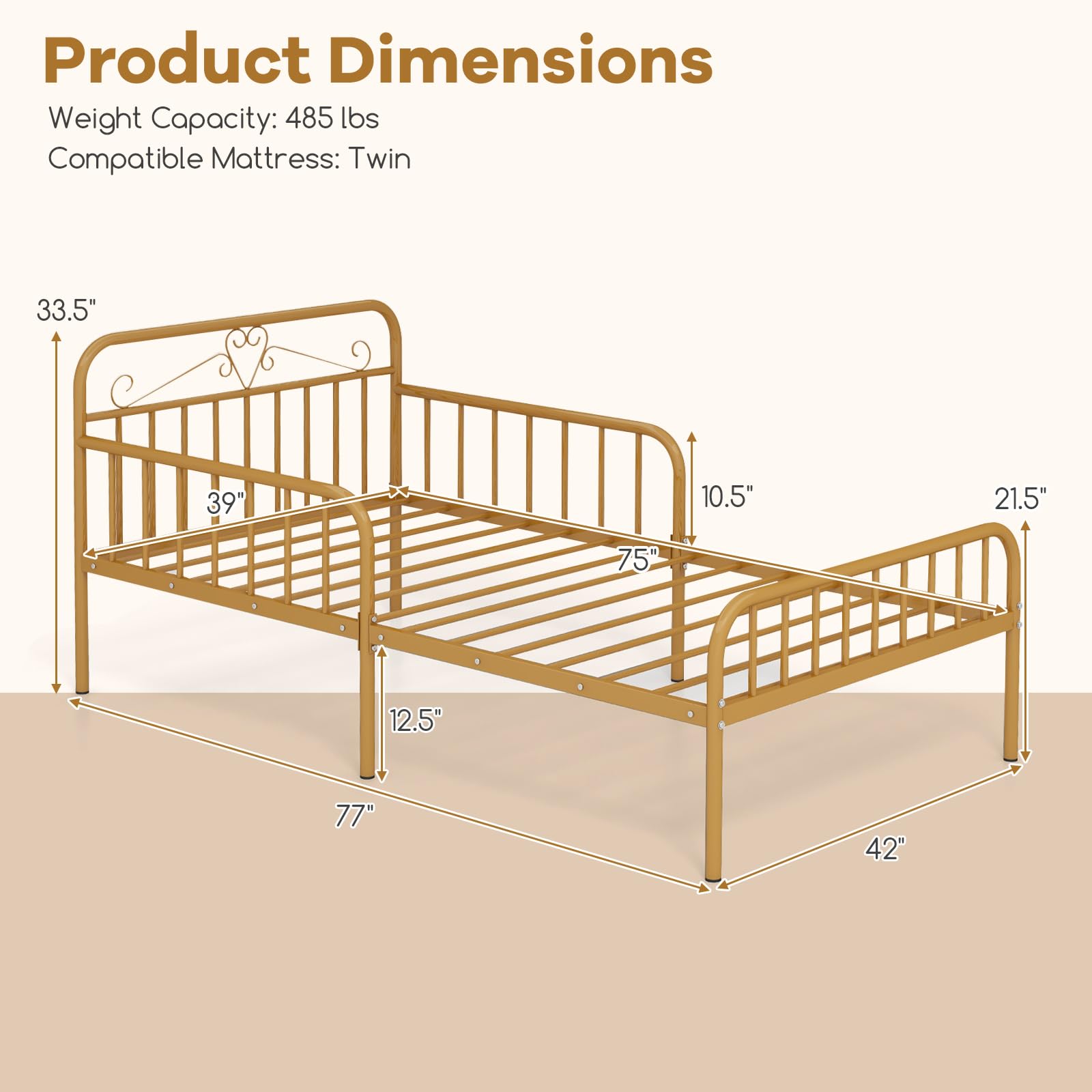 KOMFOTT Twin Bed Frame with Rails