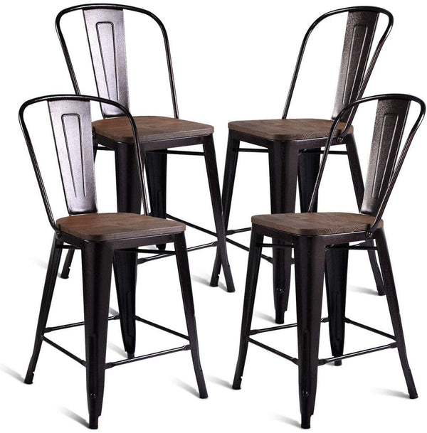 Dining Chairs Set of 4, Metal Counter Height Bar Stools Stackable Industrial Vintage Tolix Style