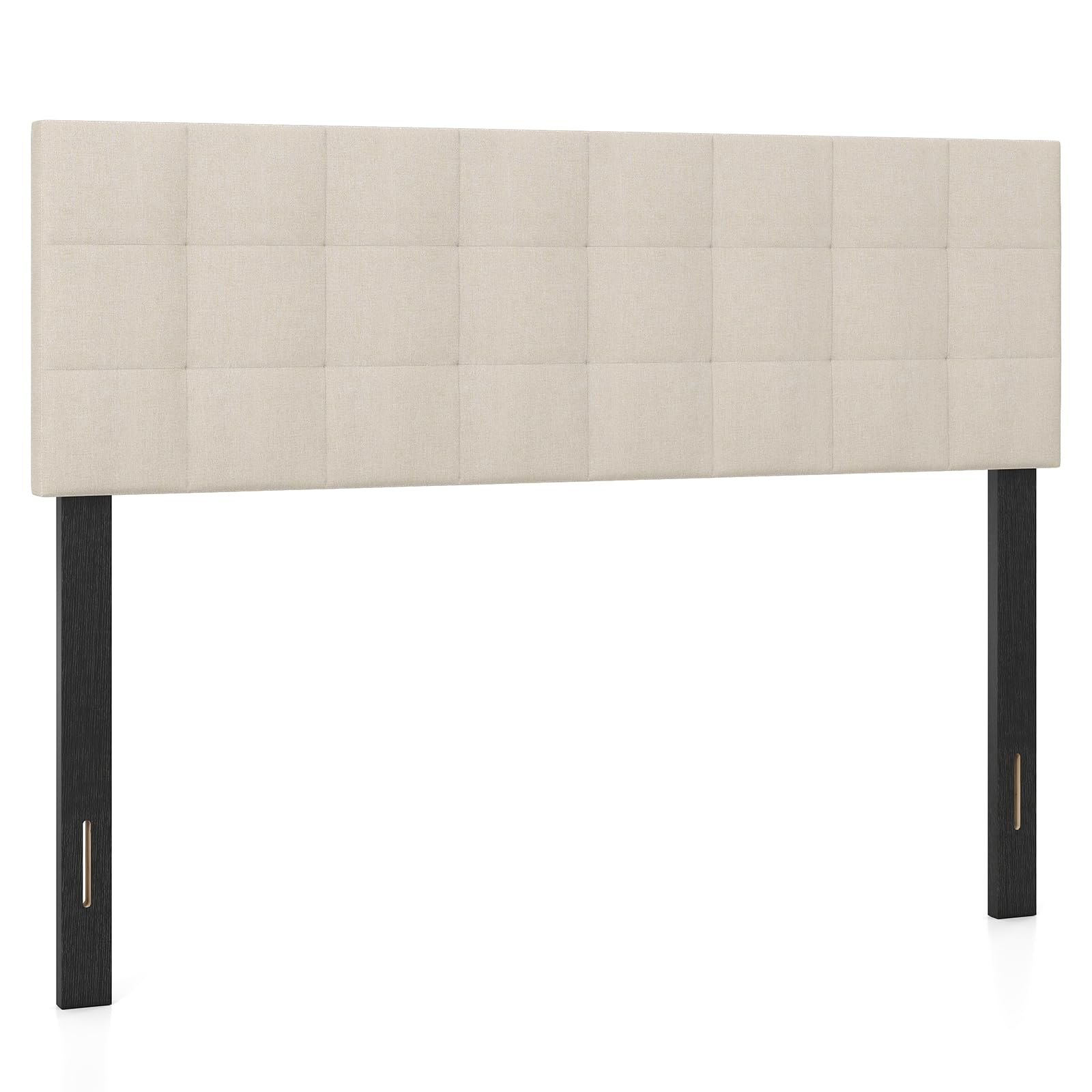 KOMFOTT Linen Upholstered Headboard for Full & Queen Size Bed(Quadrate Channel Tufted)