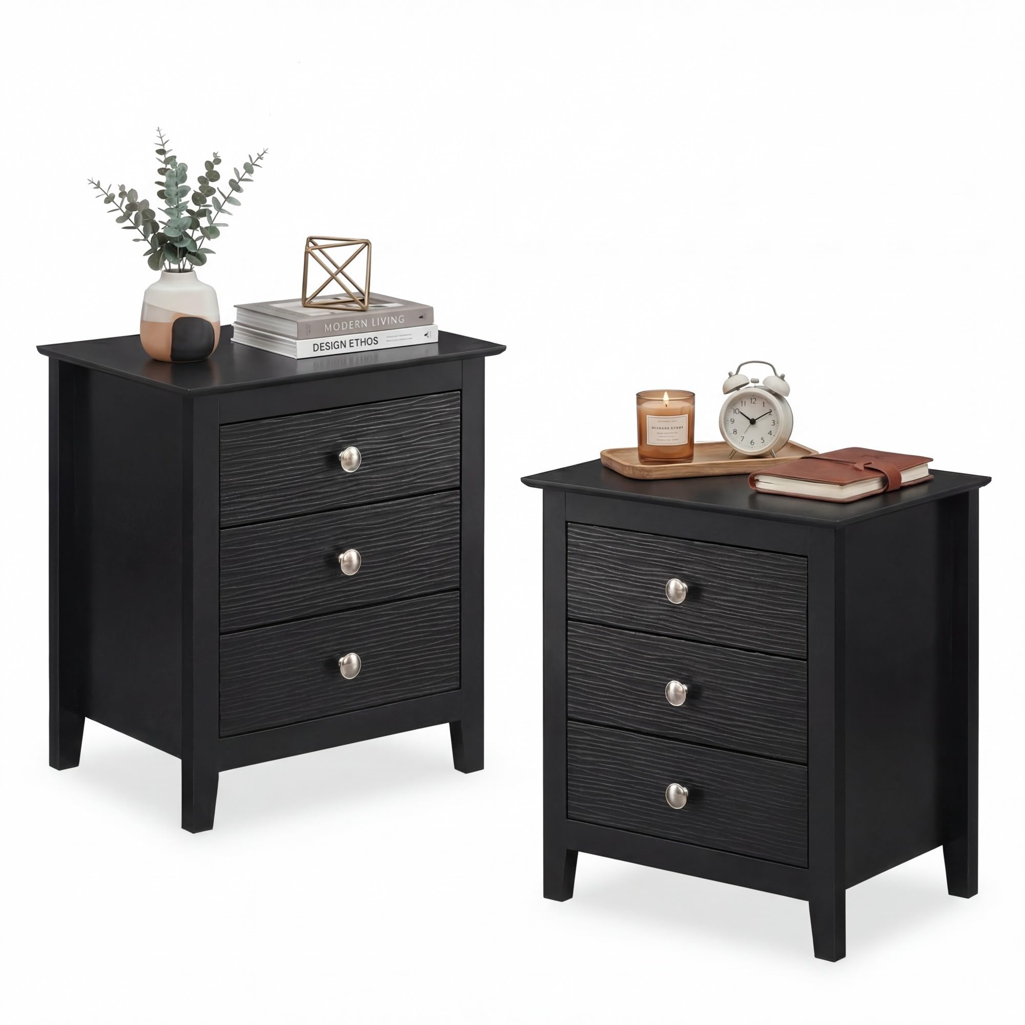 KOMFOTT Modern Farmhouse Nightstand with 3 Drawers(1/2)