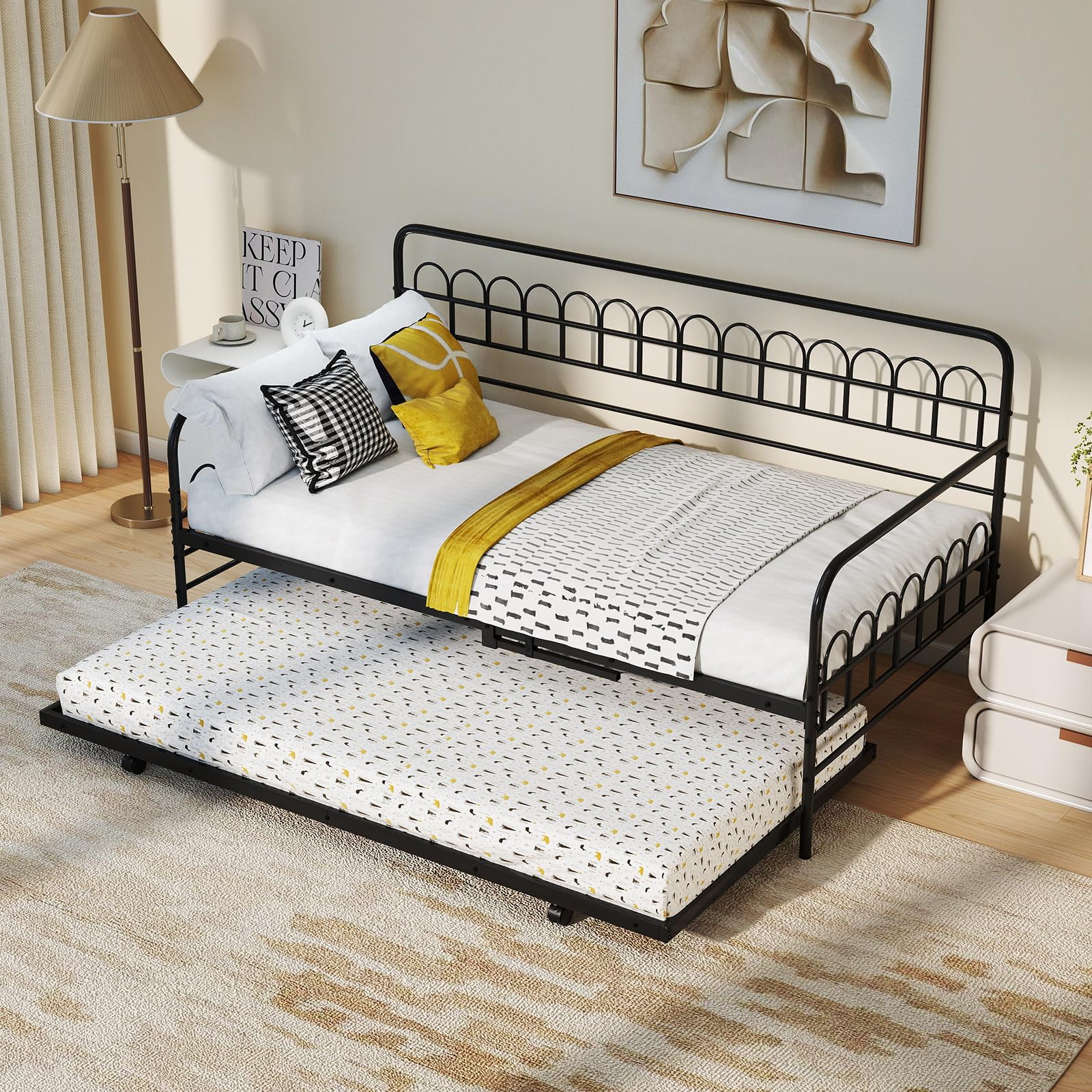 KOMFOTT Twin Metal Daybed with Trundle