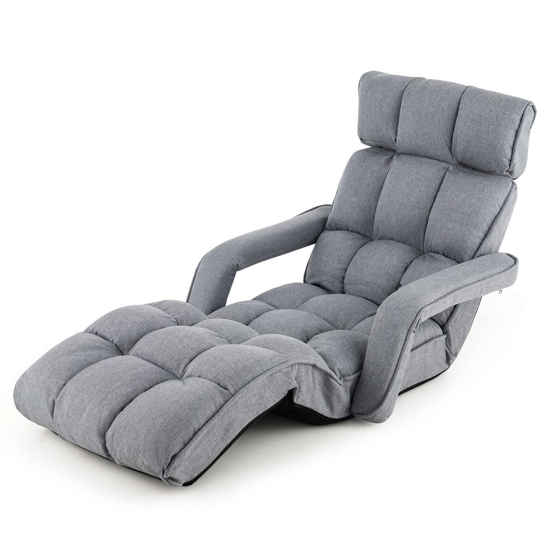 KOMFOTT Foldable Lazy Sofa, Indoor Chaise Lounger Sofa with 6 Adjustable Positions, Gray
