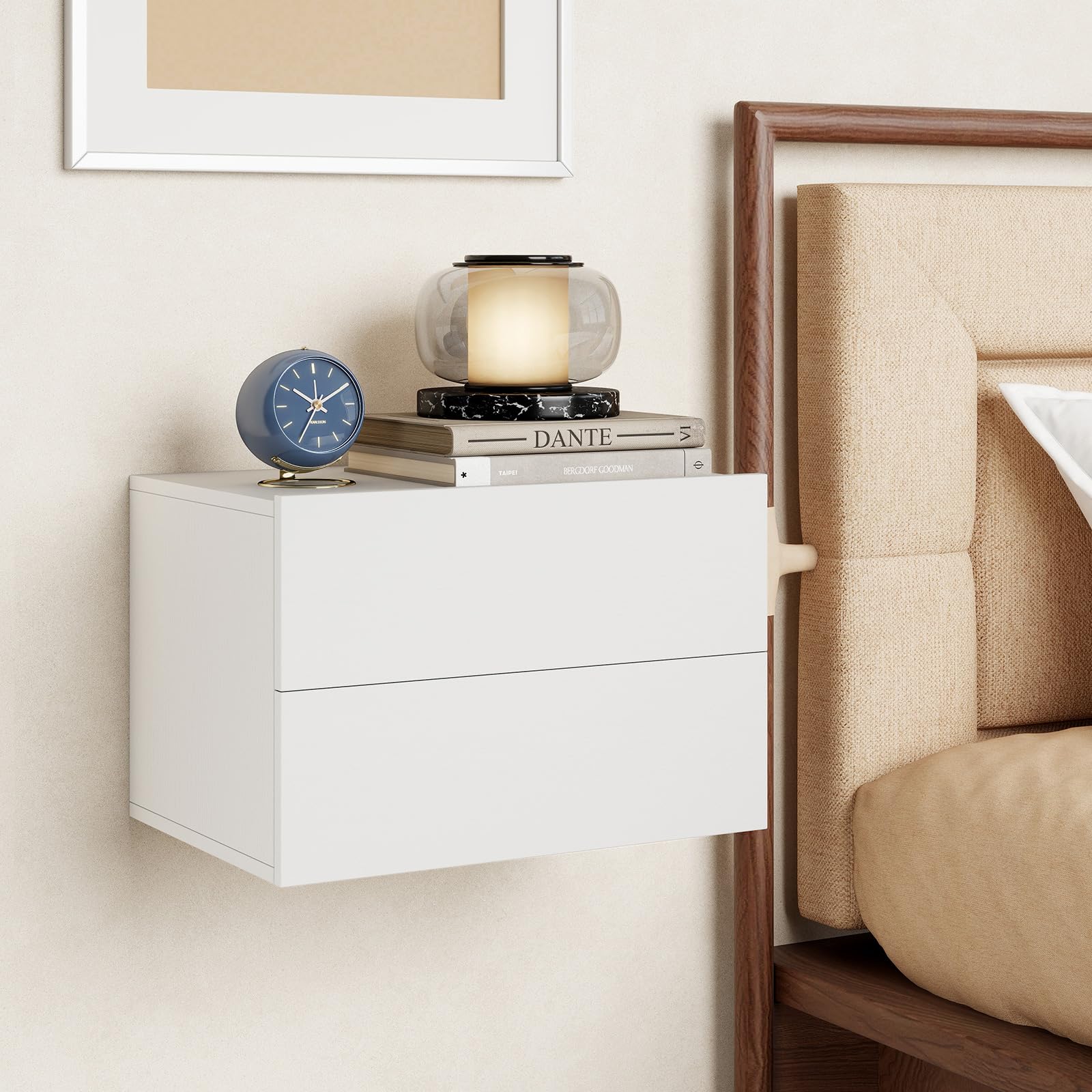KOMFOTT Floating Nightstand Wall Mounted Night Stand(16.5" x 12" x 11.5",1/2)