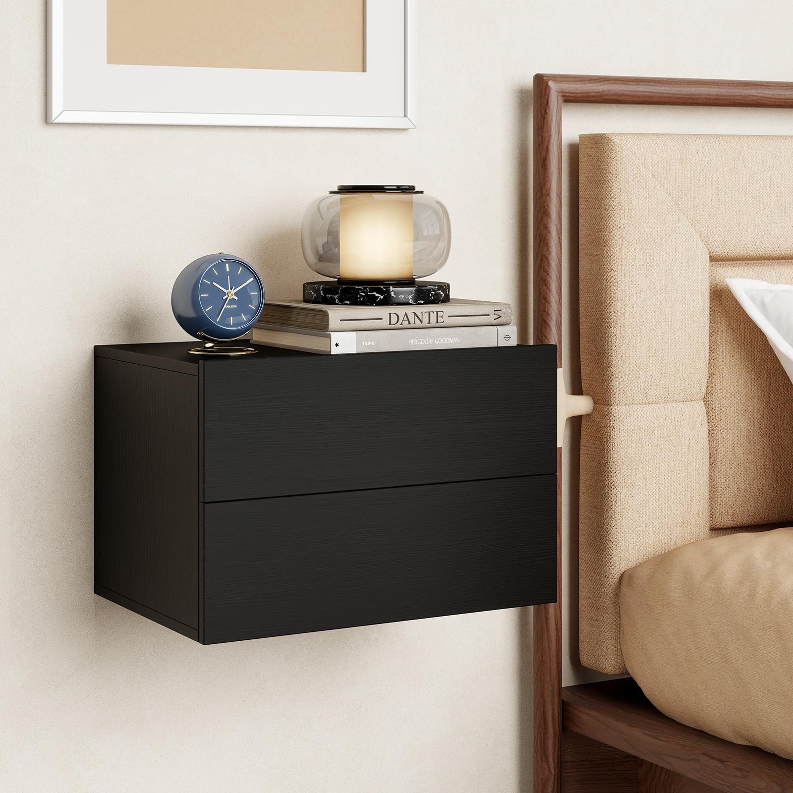 KOMFOTT Floating Nightstand Wall Mounted Night Stand(16.5" x 12" x 11.5",1/2)