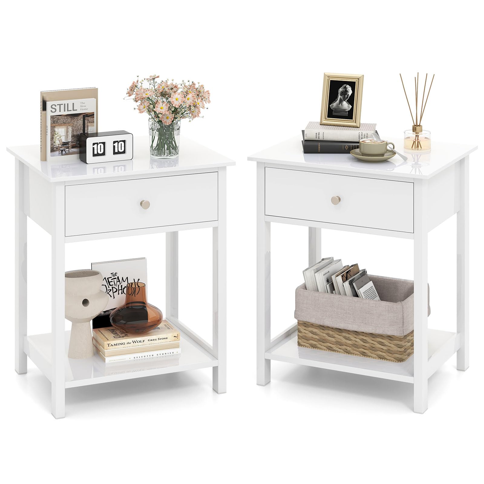 KOMFOTT Wood Nightstand with Drawer
