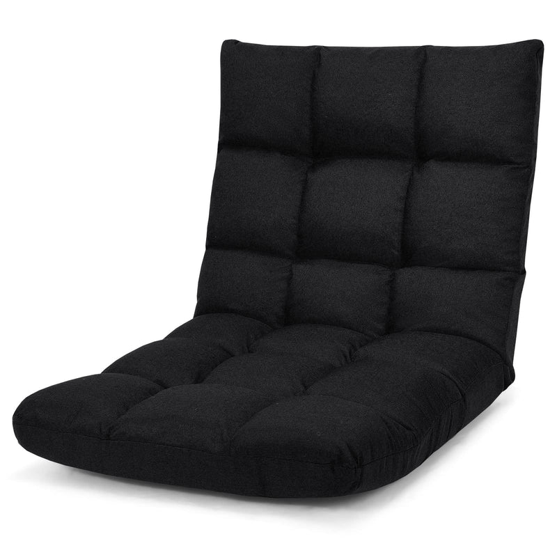 14-Position Adjustable Cushioned Folding Lazy Recliner Floor Chair