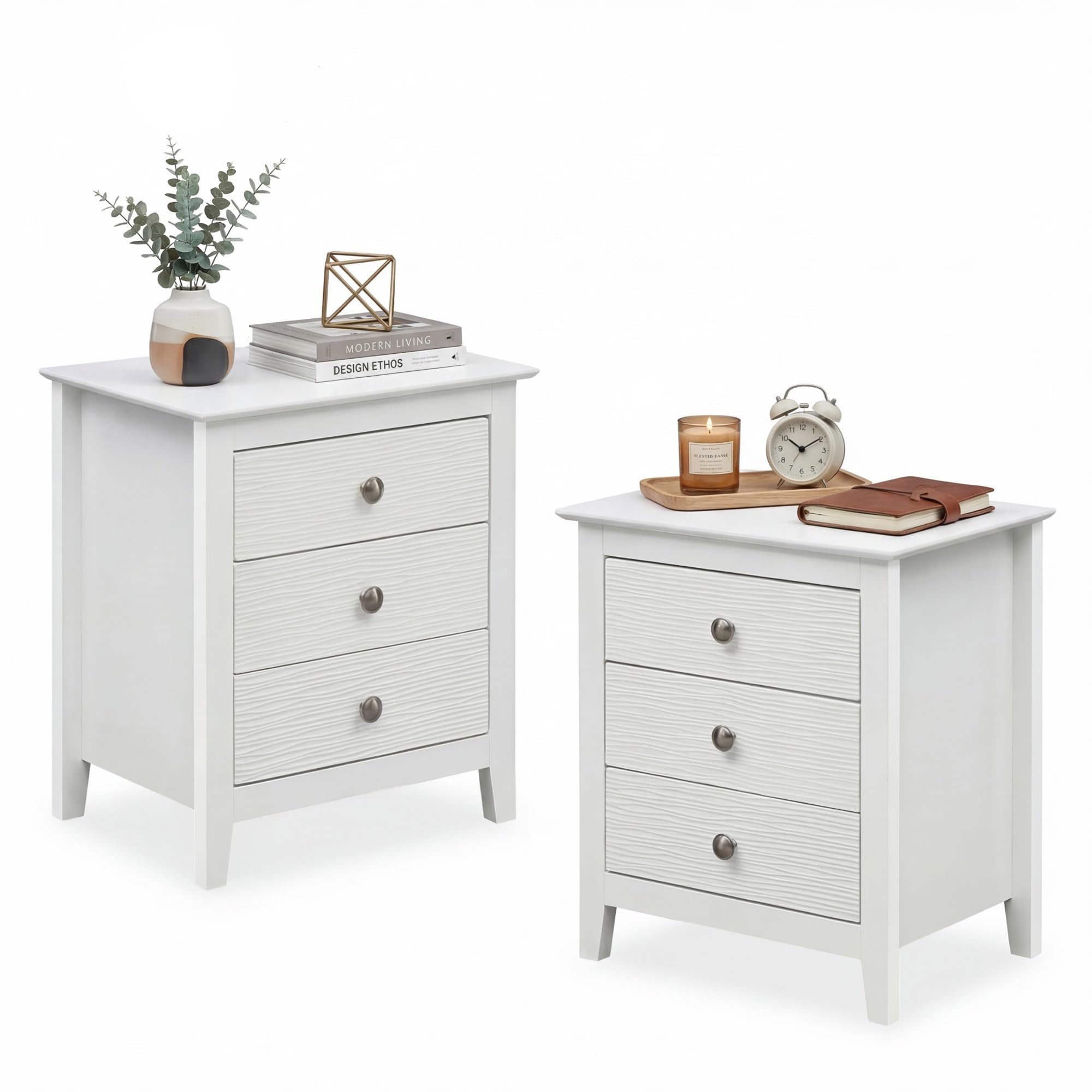 KOMFOTT Modern Farmhouse Nightstand with 3 Drawers(1/2)