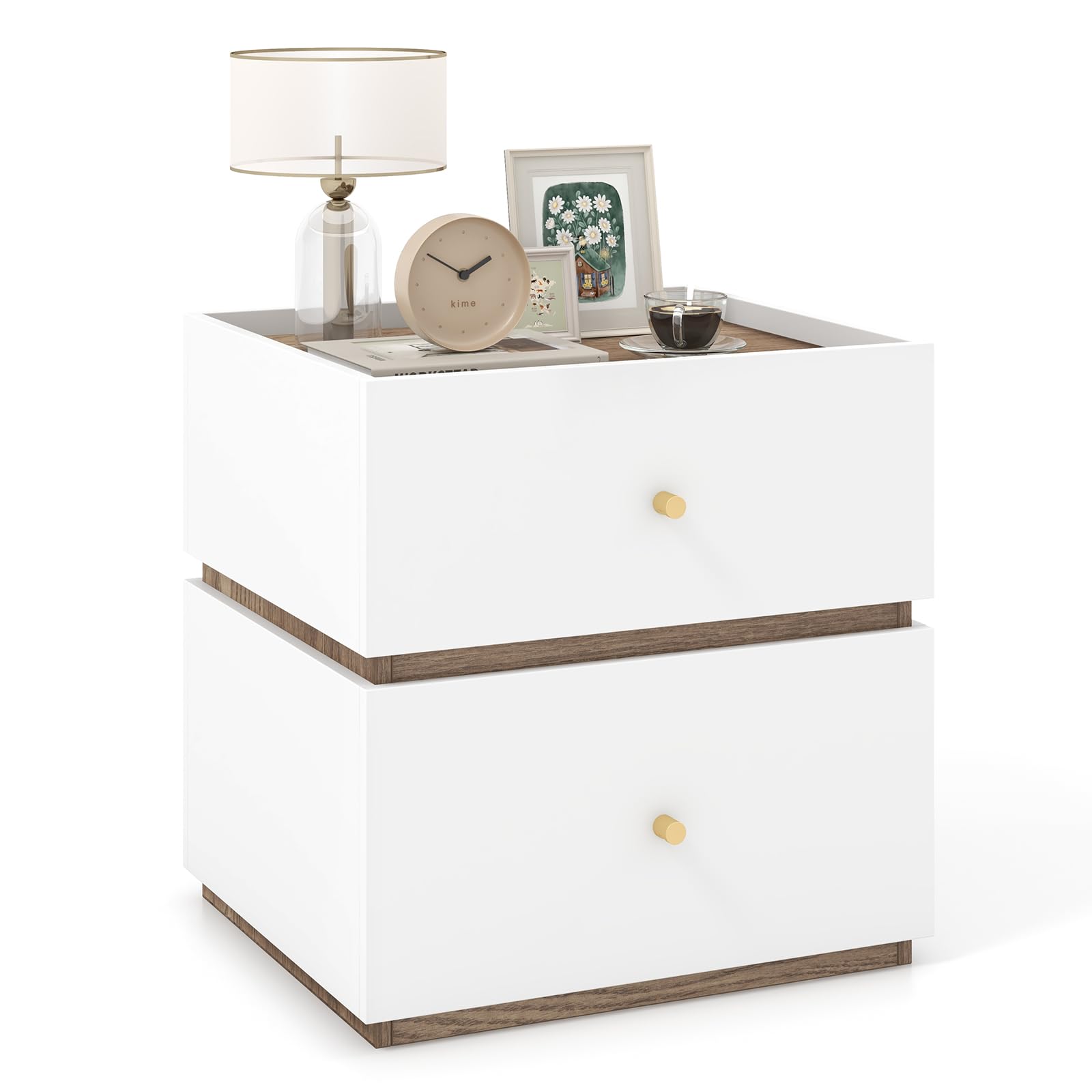 KOMFOTT White Nightstand Wooden Bed Side Table