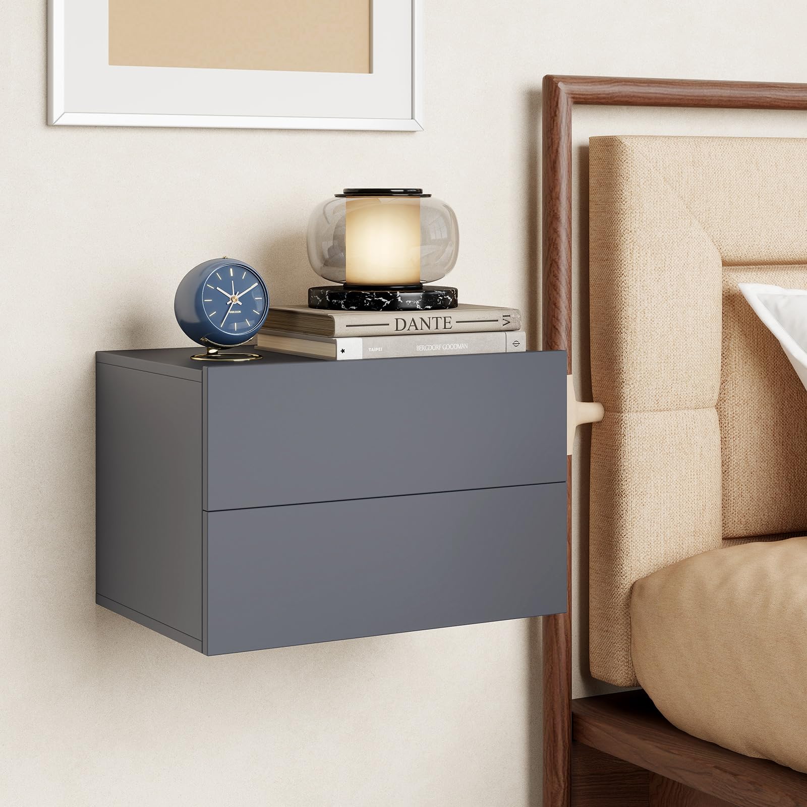 KOMFOTT Floating Nightstand Wall Mounted Night Stand(16.5" x 12" x 11.5",1/2)