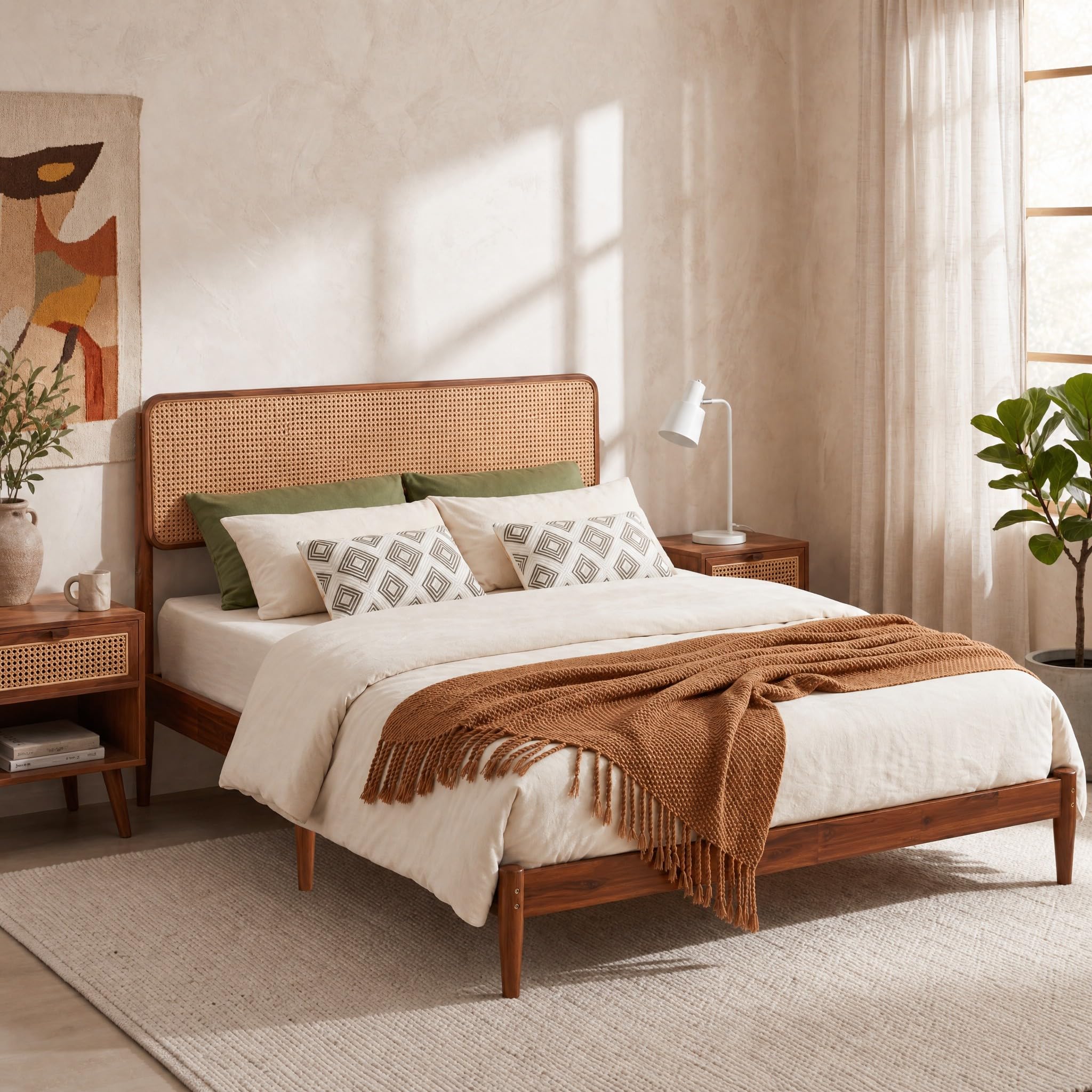 KOMFOTT Queen/Full/Twin Size Bed Frame Wood Platform Bed