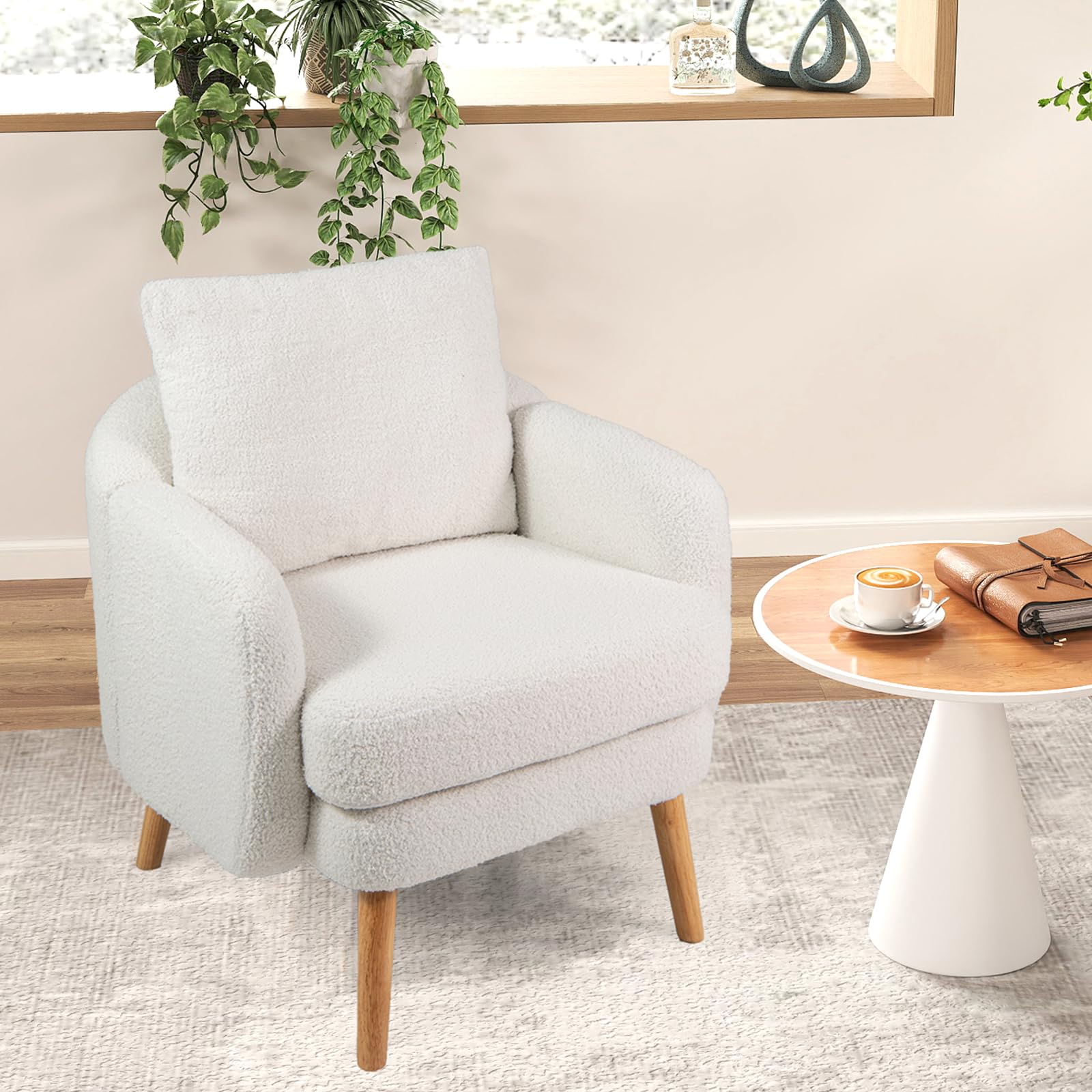 KOMFOTT Sherpa Accent Chair Upholstered Armchair with Seat Cushion