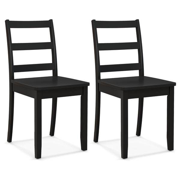 Wooden Armless Dining Chairs Set of 2/4 with Solid Rubber Wood Legs, Non-Slip Foot Pads