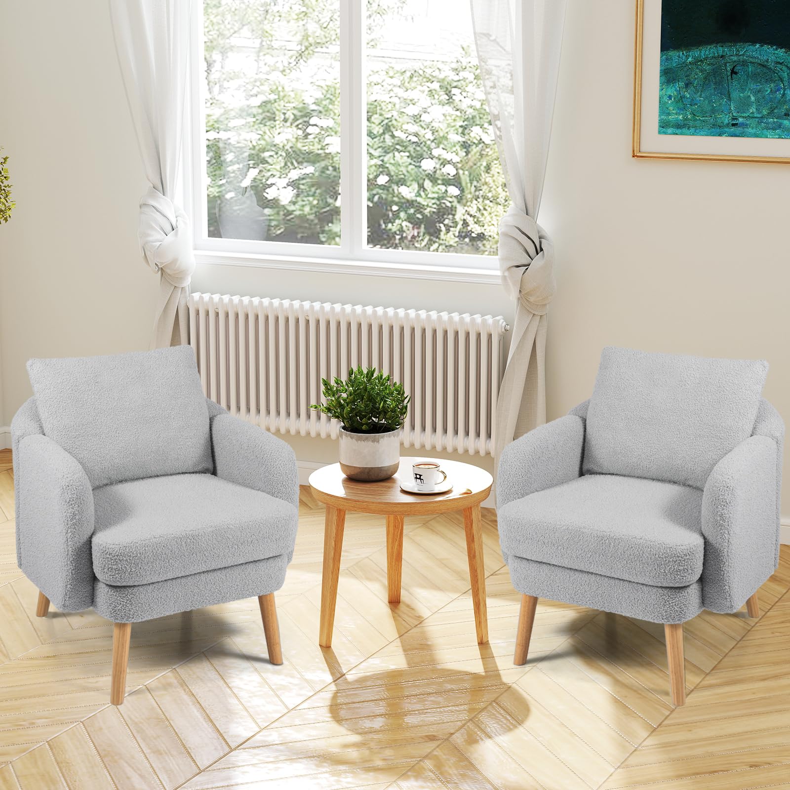 KOMFOTT Sherpa Accent Chair Upholstered Armchair with Seat Cushion