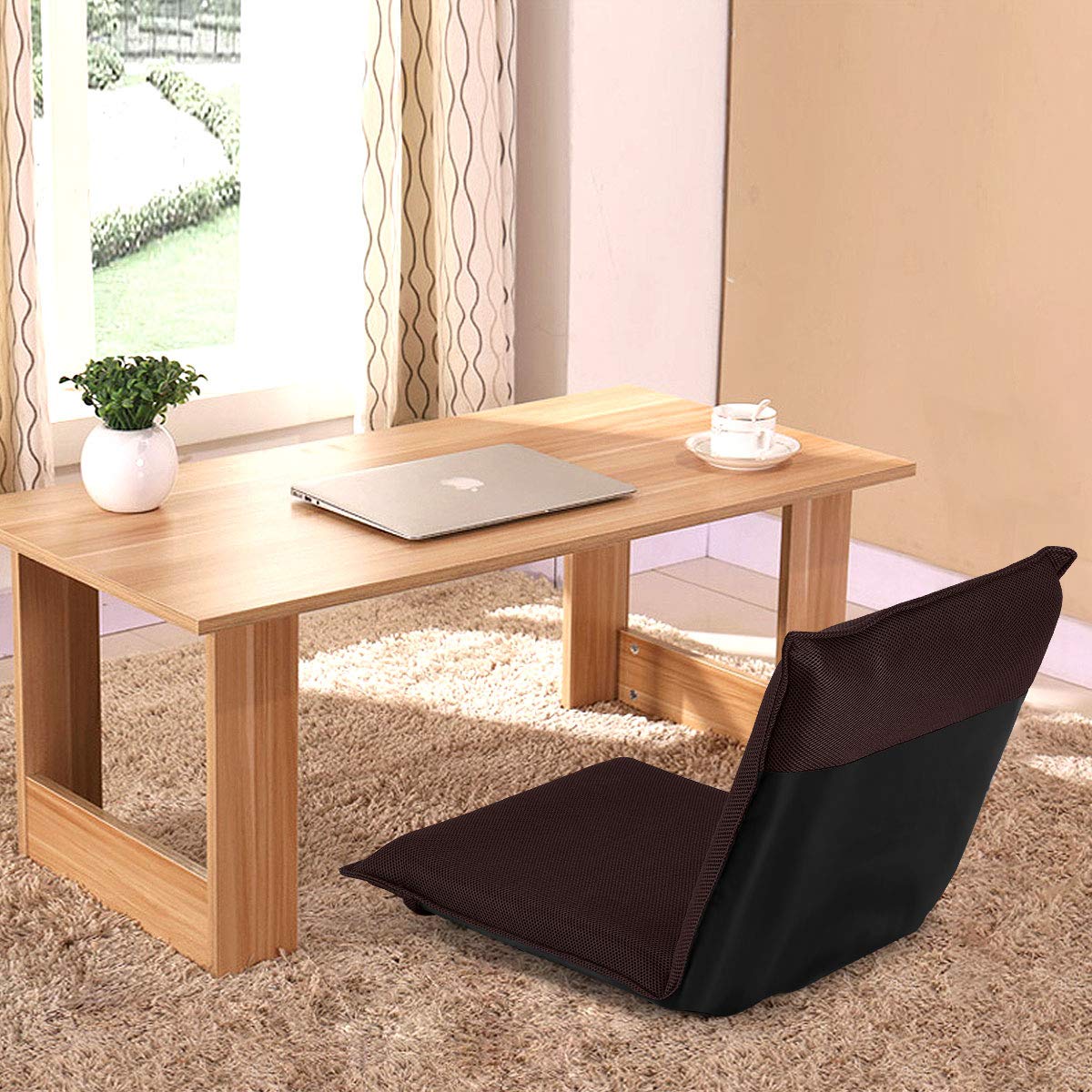 KOMFOTT Adjustable Mesh Floor Sofa Chair, 6-Position Multi-Angle Padded Floor Chair for Gaming Reading Meditation