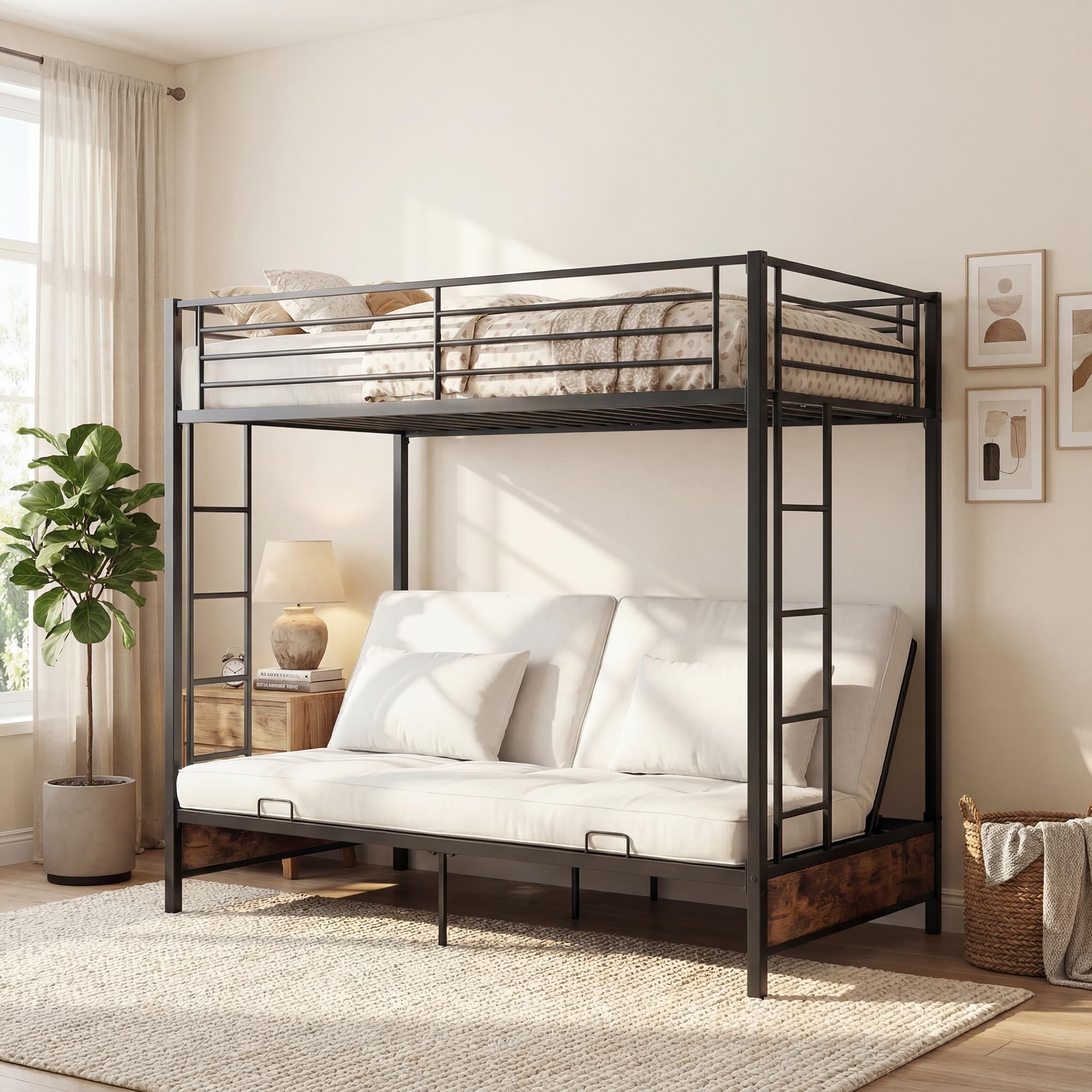 KOMFOTT Metal Twin Over Futon Bunk Bed