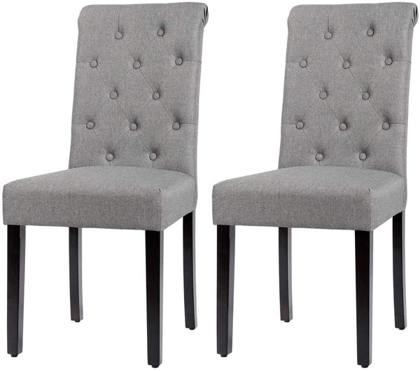 Upholstered Accent Dining Chairs Set of 2/4 with Adjustable Anti-Slip Foot Pads, High Back, Sturdy Wood Legs