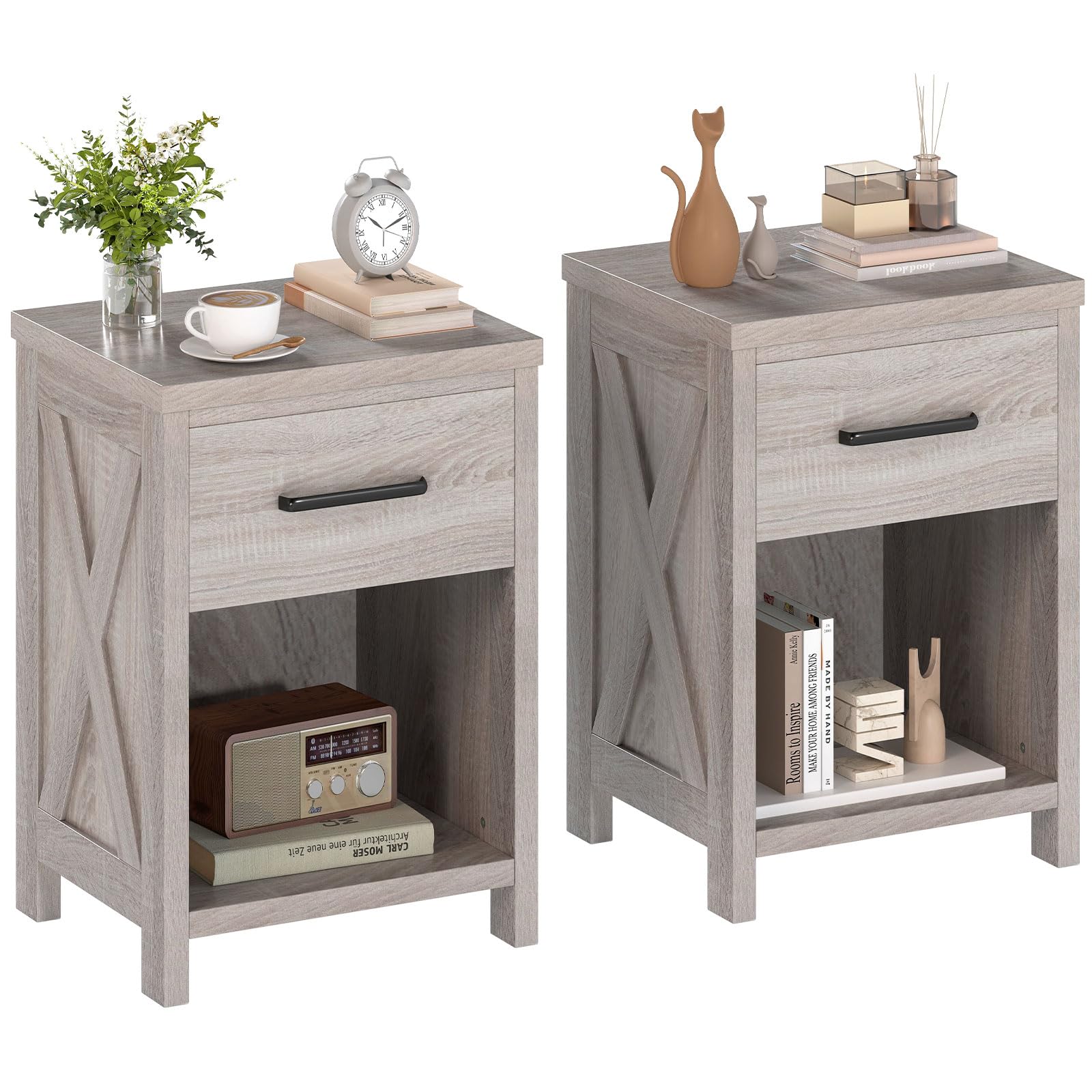 KOMFOTT Farmhouse Nightstand with Drawer