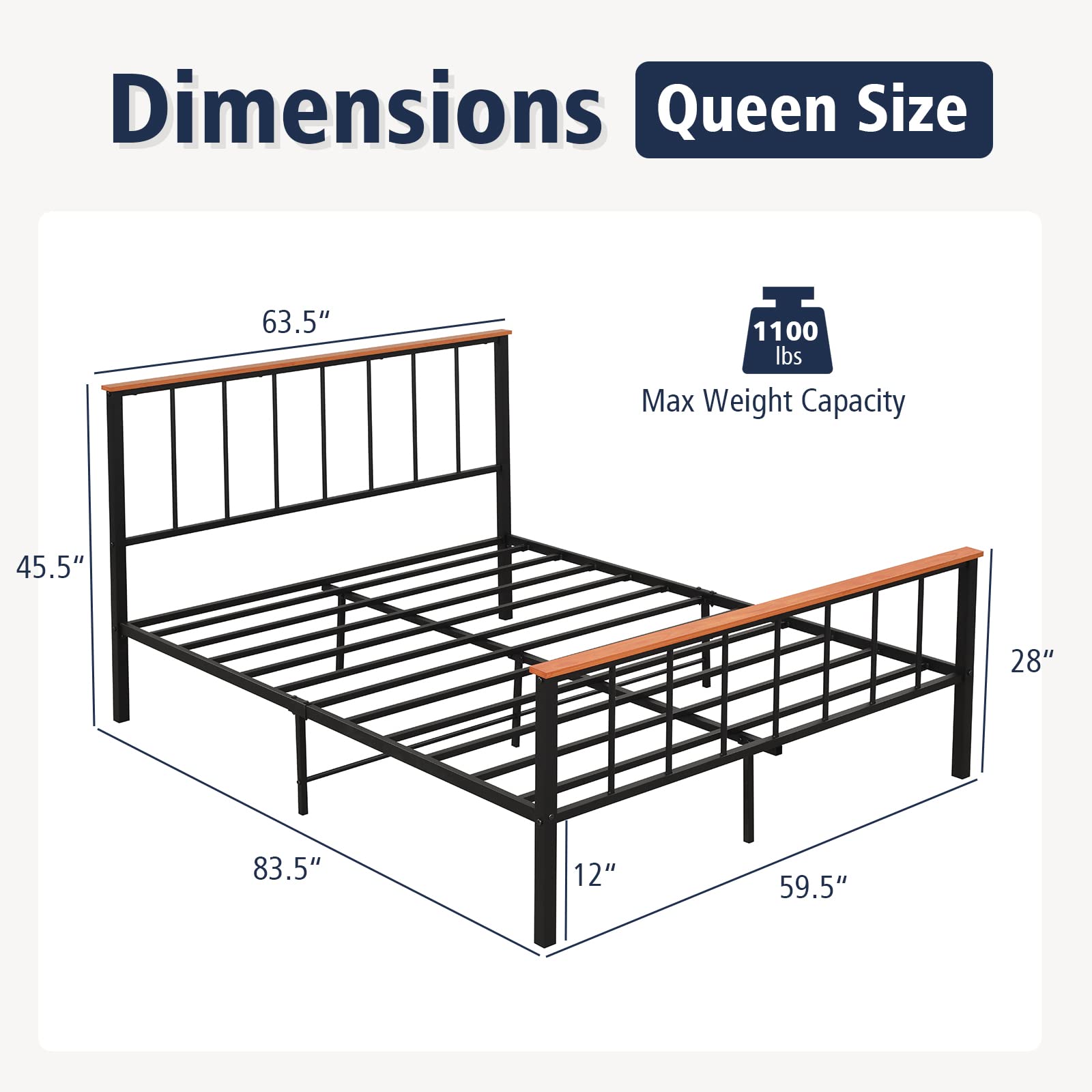 Heavy-Duty Queen-Size Metal Bed Frame KOMFOTT